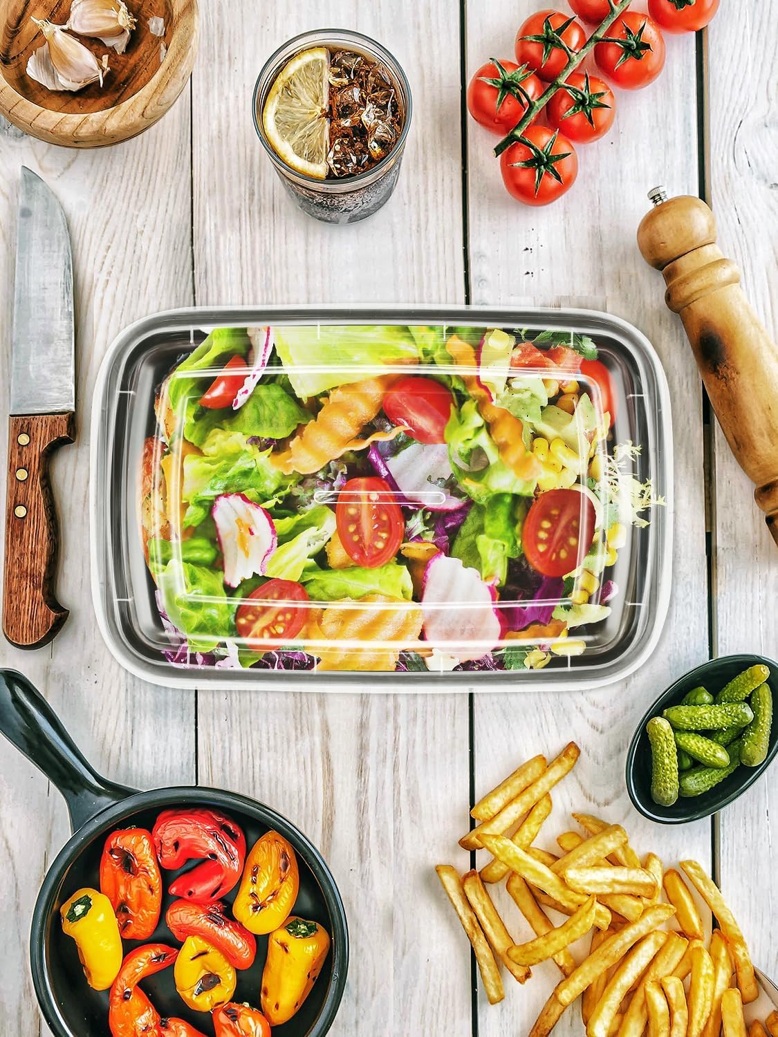 Eupako Lot de 40 récipients alimentaires réutilisables avec couvercles pour la cuisine, la préparation des repas et la réfrigération