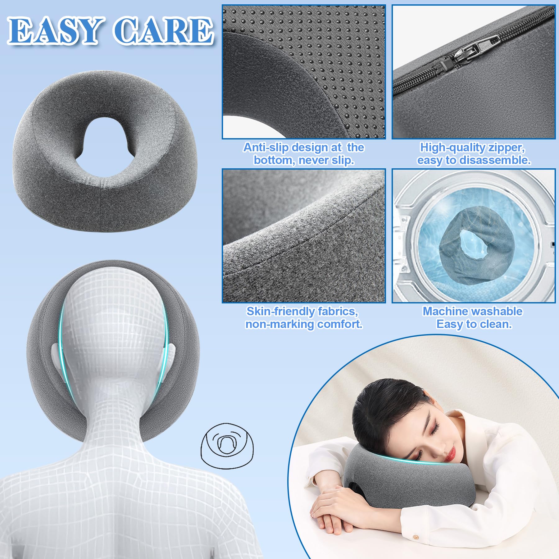 TZEKING Coussin Massage Visage,Oreiller Face Vers Le Bas,Oreiller de Massage Avec Trou,Coussin Massage Facial,Appuie-Tête De Massage,Coussin Face V-ers Le Bas,pour Spa Salon Beauté,Écoles et Bureaux