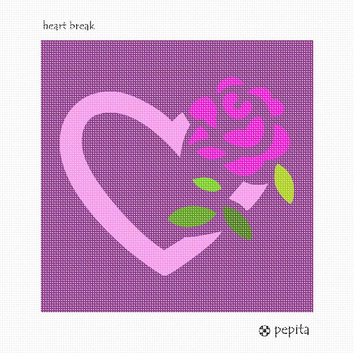 Pepita Needlepoint kit: Heart Break, 10" x 10"