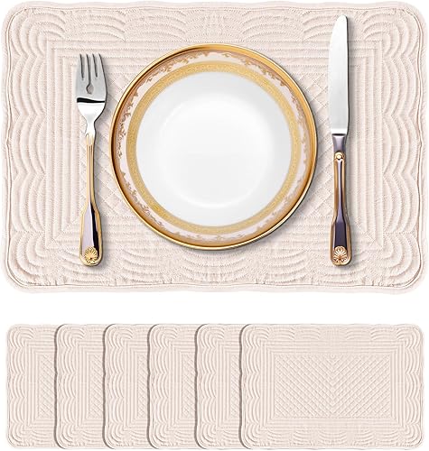 Miniatura 2 de Juego de 6 manteles individuales rectangulares de 100 % algodón, lavables a máquina, 13 x 18 pulgadas, para cocina o comedor, manteles individuales