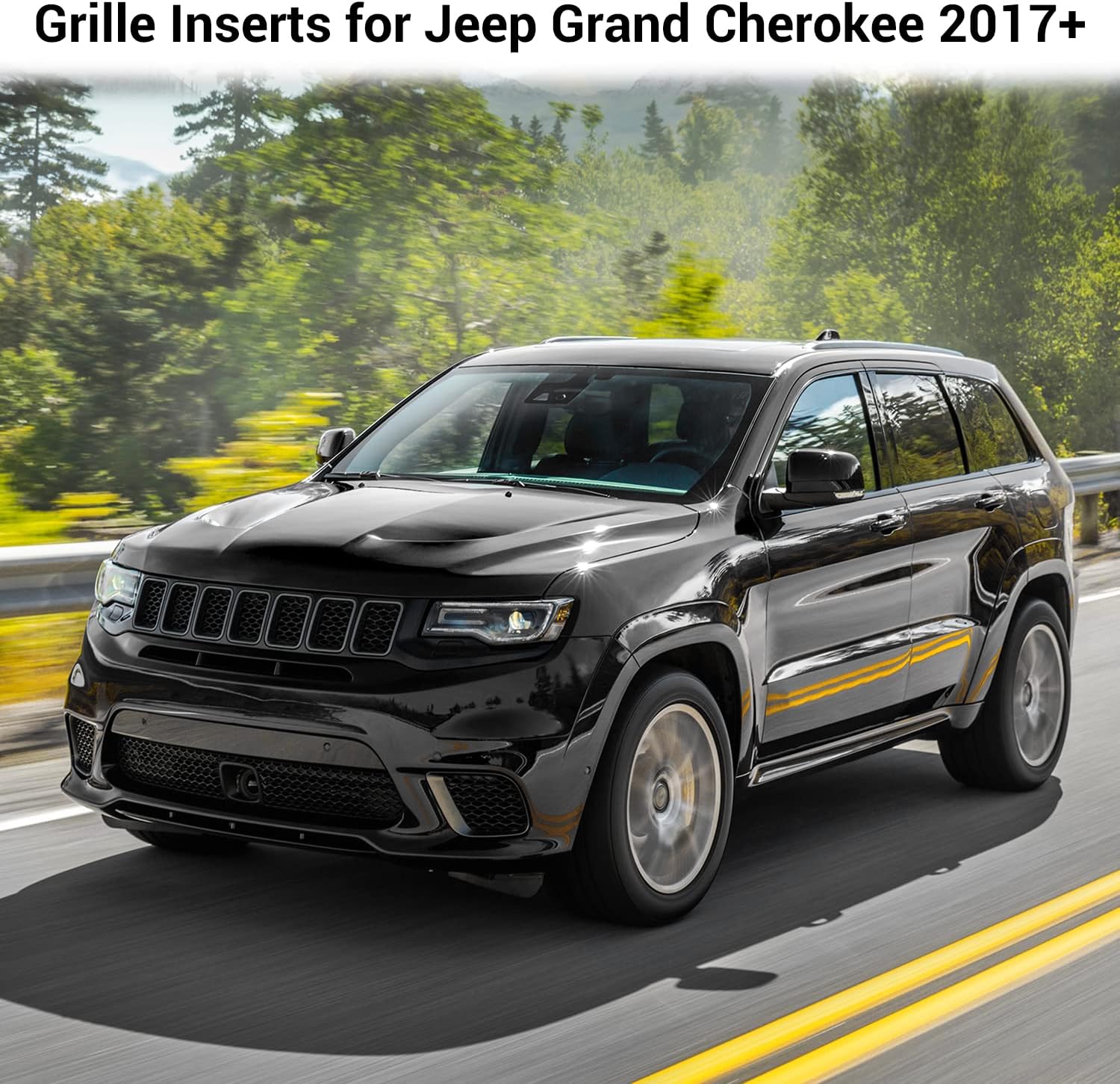 JeCar Grille Inserts ABS Grill Cover Trim Kit for 2017-2021Jeep Grand Cherokee WK2, Black