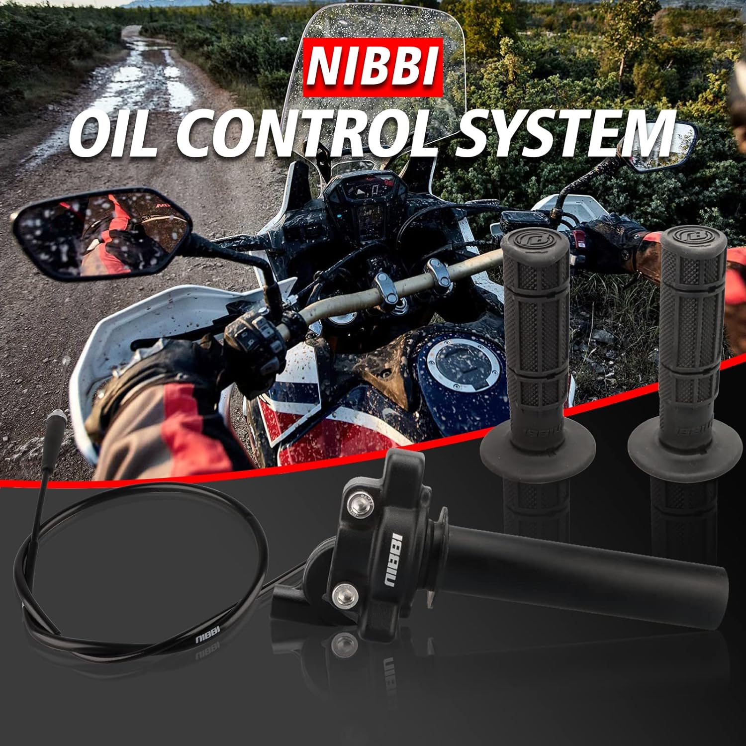 NIBBI Twists Throttle Grip,Dirt Bike Grips with Throttle Cable and Handlebar Grip for SSR125 Pit Bike, 22mm Motorcycle Throttle Assembly