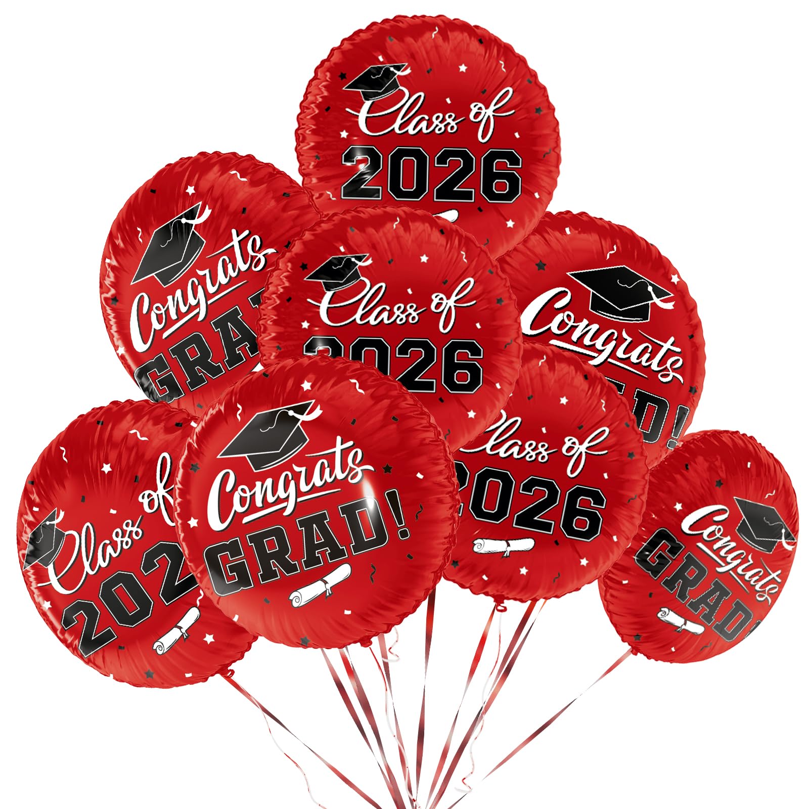 Photo 1 of Class of 2026 Graduation Party Supplies & Decorations - 12pcs 18" Congrats Grad Red Balloons Set for Memorable Grad Celebrations