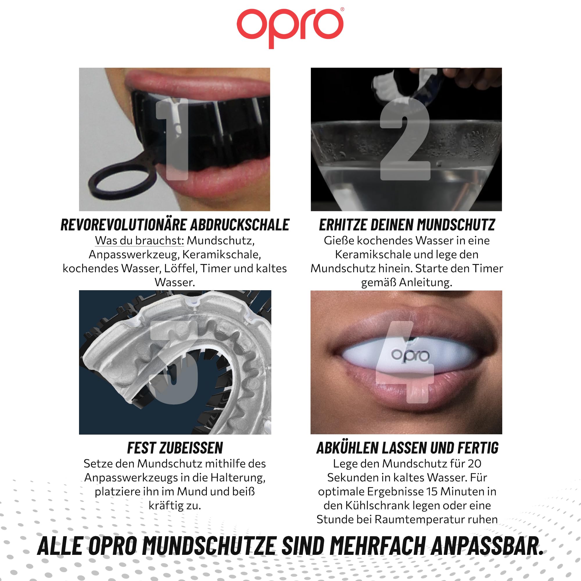 OPRO Mundschutz für feste Zahnspangen Instant Custom-Fit - Zahnschutz für Boxen, Kampfsport, MMA, Hockey & Rugby - Für Erwachsene & Kinder Alter 10+ - Einfach anzupassen - Mit zahnärztlicher Garantie