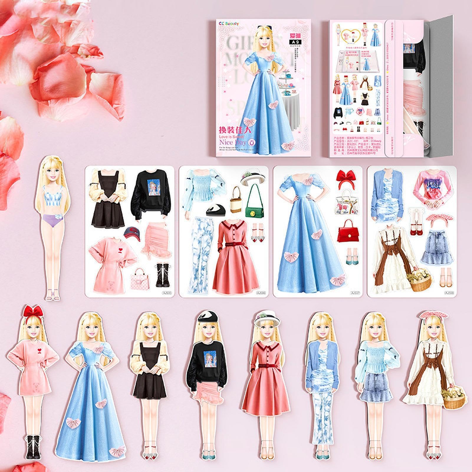 Muñecas De Papel Magnéticas, Muñecas De Vestir Magnéticas Para Niñas,Bonitas Muñecas De Papel De Juego De Princesas, Juguetes De Vestir, Muñeca De Papel De Vestir De Princesa Portátil Para Niños Niñas