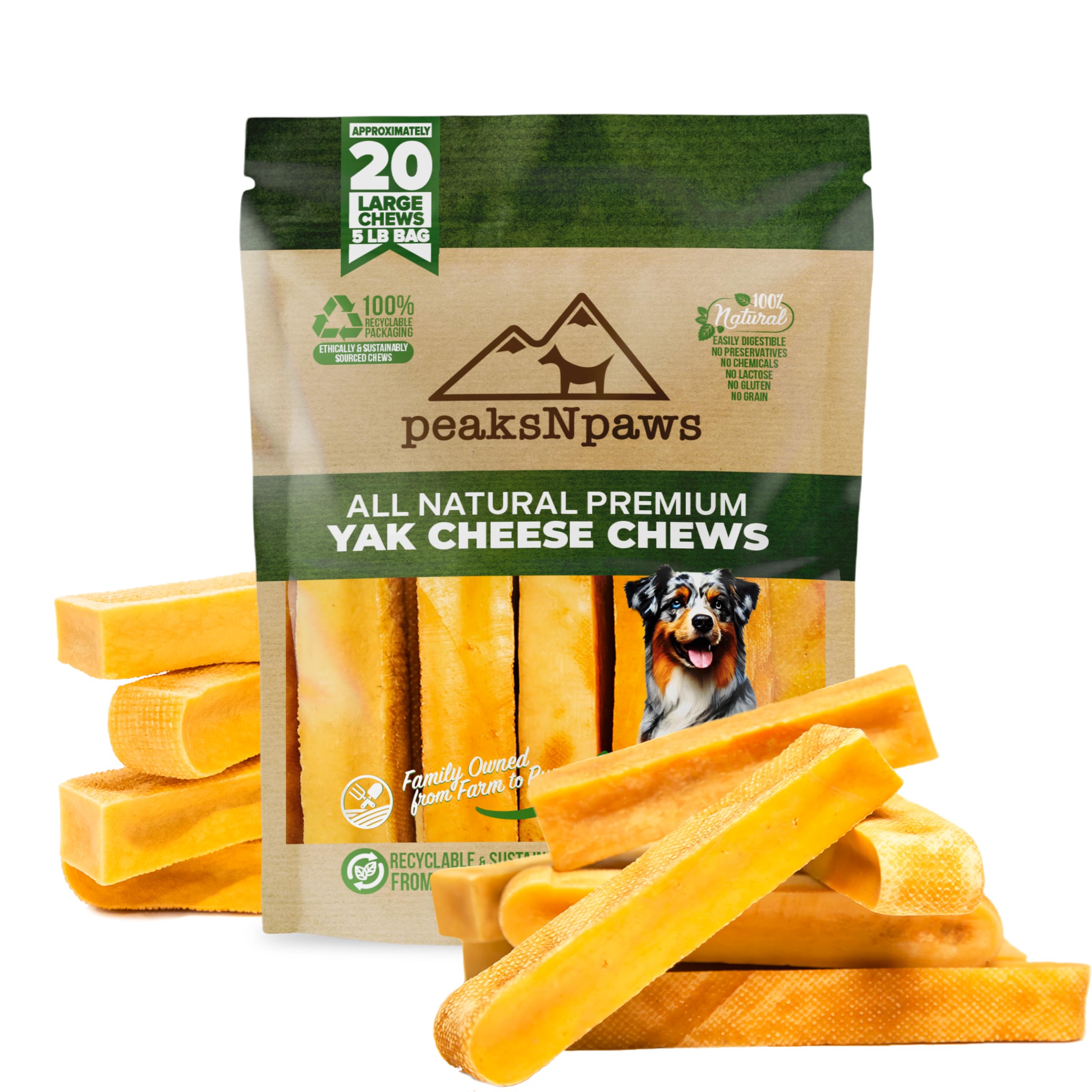 PeaksNpaws Yak Cheese, High Protein, Himalayan Dogs Chews, Natural Dog Treats, Lactose Free, Long Lasting Dogs Treat for Aggressive Chewers Under 55