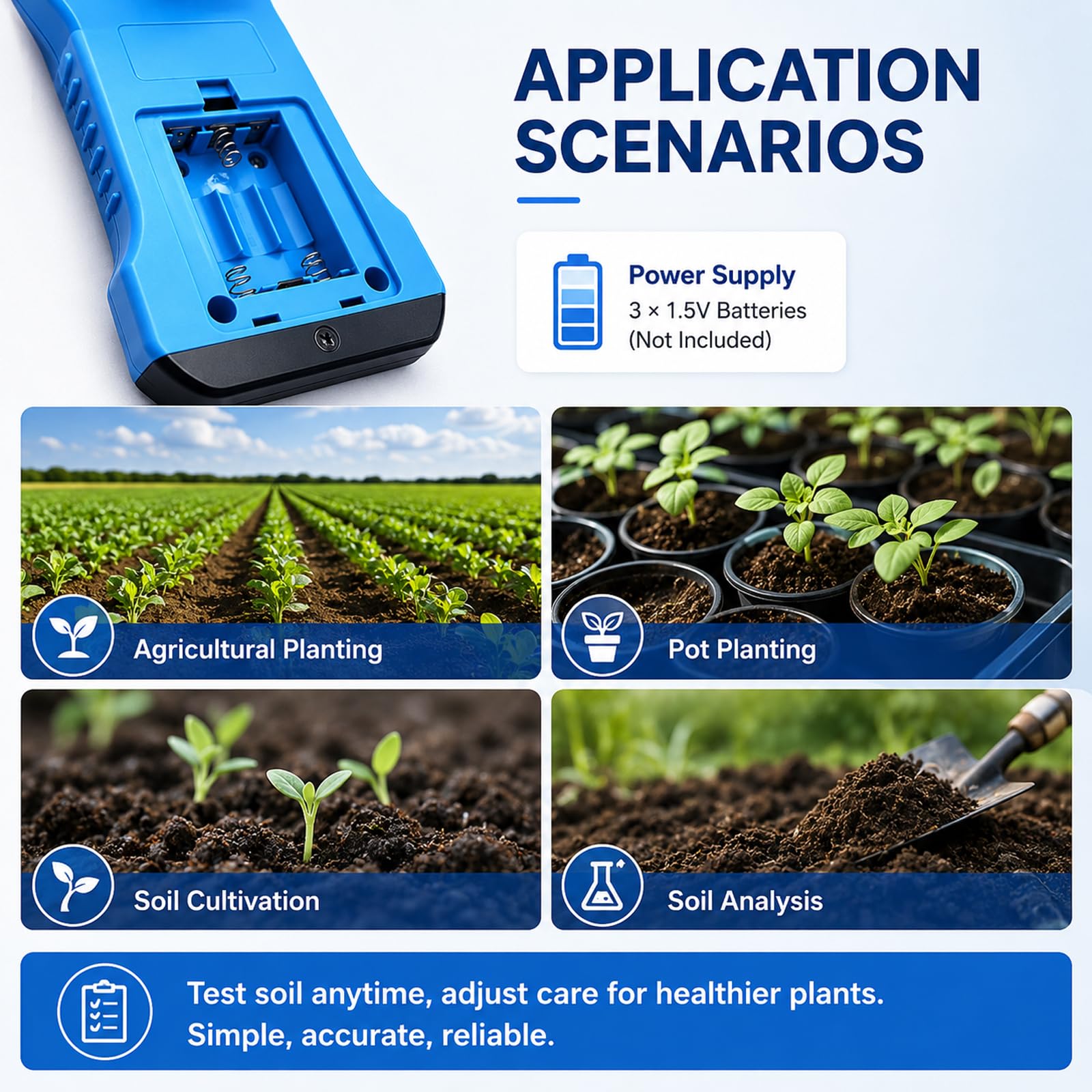 Tester Digitale Del Suolo 7 In 1, Misuratore Di Fertilità Dell'umidità Ph | Test di azoto, fosforo, potassio, pH e umidità del terreno per piante in vaso da giardino e prato