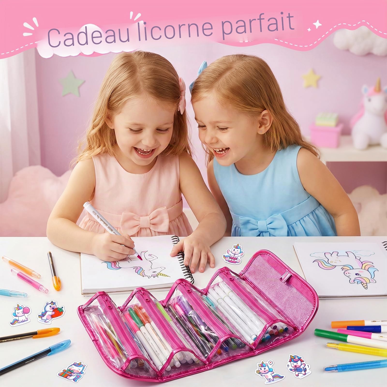 Hot Bee Cadeaux Licorne pour Filles, Set d'Art pour Enfants 3-5, Feutres Coloriage, Arts et Artisanat pour Enfants, Sets de Papeterie pour Filles
