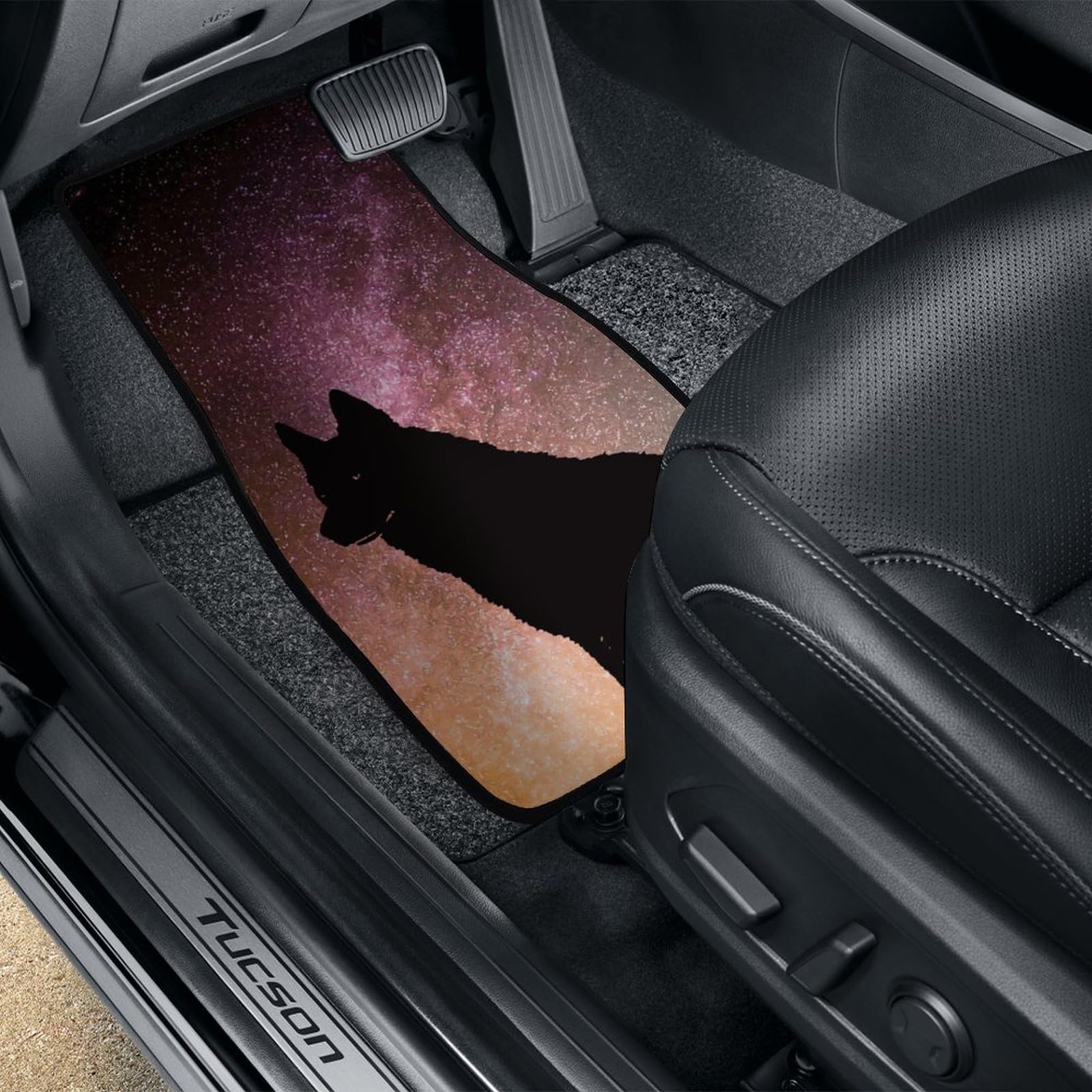 Amazon.co.jp: オオカミ 夜空 星空 カーマット 4枚セット 車用フロア 