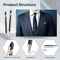 Vista 3 de 8 Pieces Ballpoint Pen with Stylus Tip Black Ink 2 in 1 Stylus Metal 1.0 mm Medium Point Smooth Pen Rainbow Colorful Rubberized Ballpoint for Touch