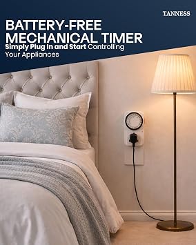 Tanness - 2 Pack Plug-In Timer Switch, 24 Hour Segment Timer Plug Socket UK w/Automatic On/Off for Home Security, Energy Saving, Countdown Control - For Lamps, Heaters & Appliances Up to 3120