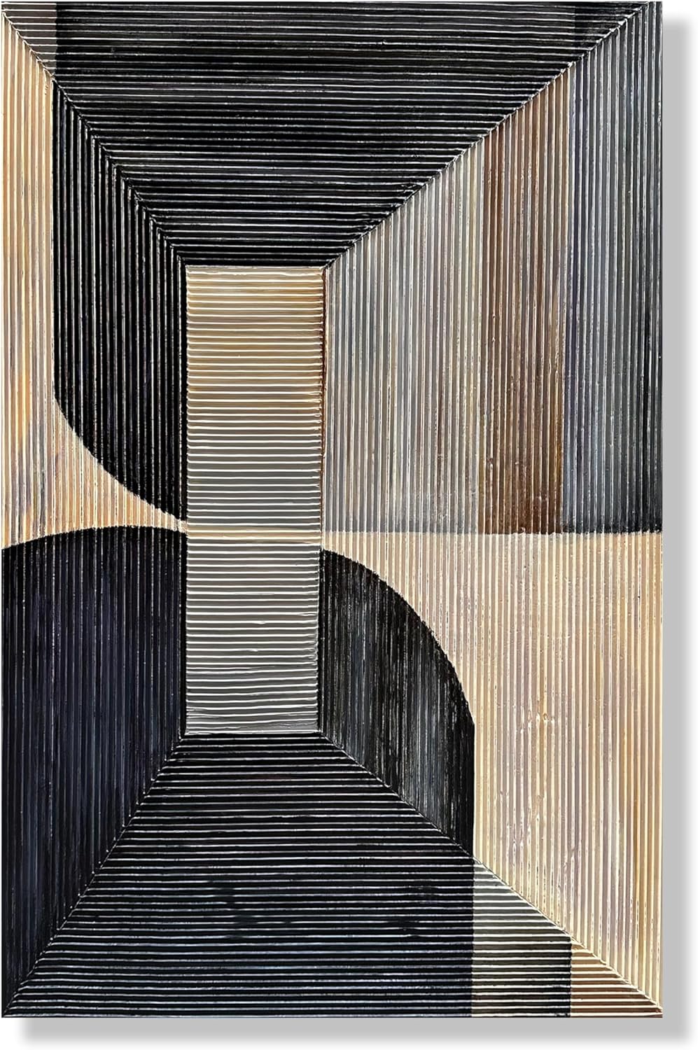NANKAI Art Contemporary Minimalist Black and tan Texture Art Oil painting 45x30 inch wall Abstract art Oil painting Home wall Decoration