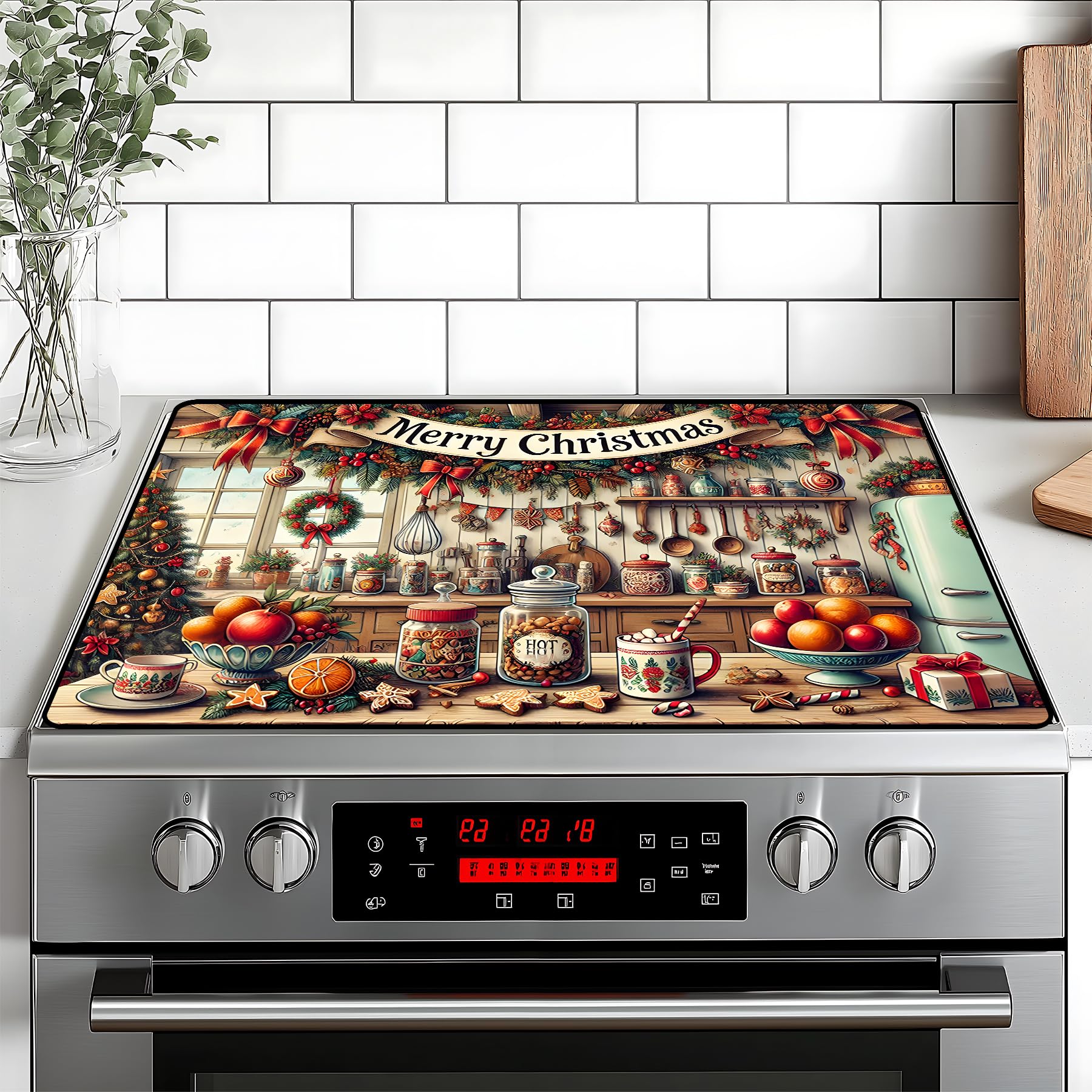 Christmas Stove Top Cover Snowman Stove Top Cover for Home Decoration Kitchen Pad Non-Stick Washable Cooktop Covers Countertop Protector Keep Stove Clean 28"x20" (Kitchen)