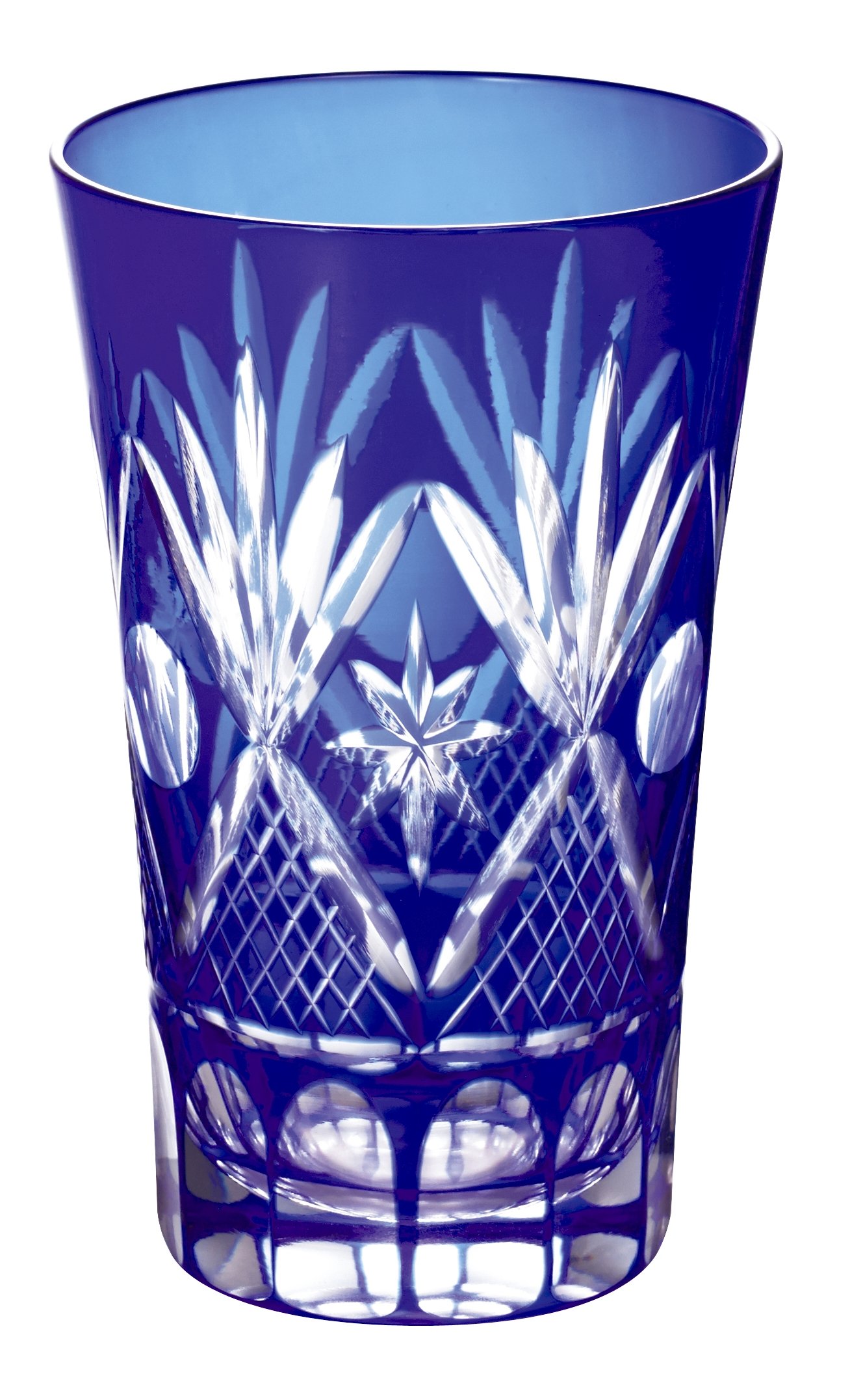 Otsuka Glass Kiriko Cut Glass Beer Glass Blue 6oz Gift Box Japanese Craft