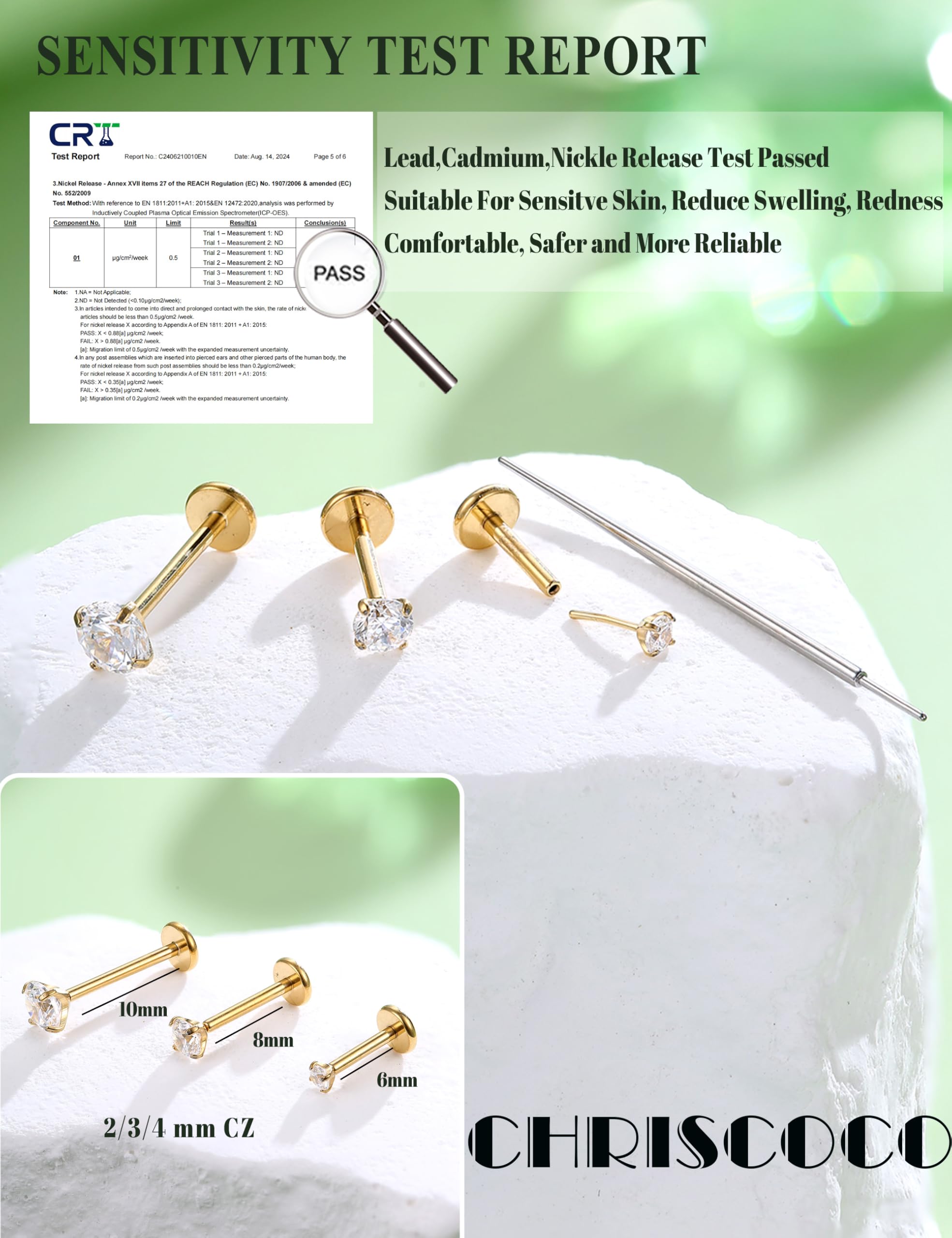 16G/18G/20G G23 Titan Labret Piercing Schmuck Labret Ohrstecker 2/3/4MM CZ Tragus Ohrstecker mit Flacher Rückseite Lippenpiercing Nasenstecker Lippensteg Helix Piercing Medusa Tragus Piercing Schmuck