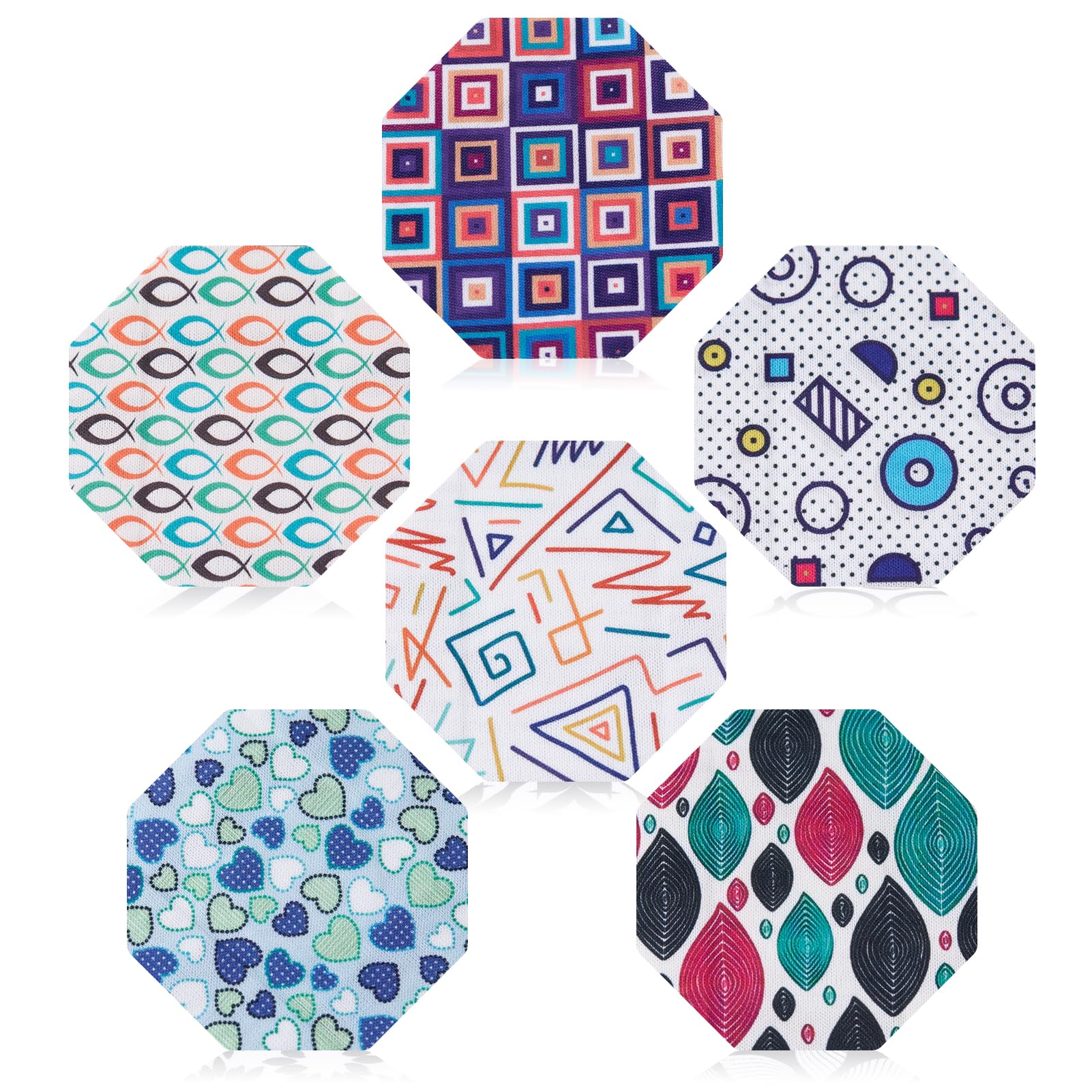 ANGTICS 30 Pcs Waterproof Dexcom G7 Adhesive Patches, Flexible G7 Patches | Latex-Free Blood Sugar Monitor Patch, Premium CGM Sensor Patches, Stelo Overpatch with Geometric Shapes (Vivid Art Octagon)