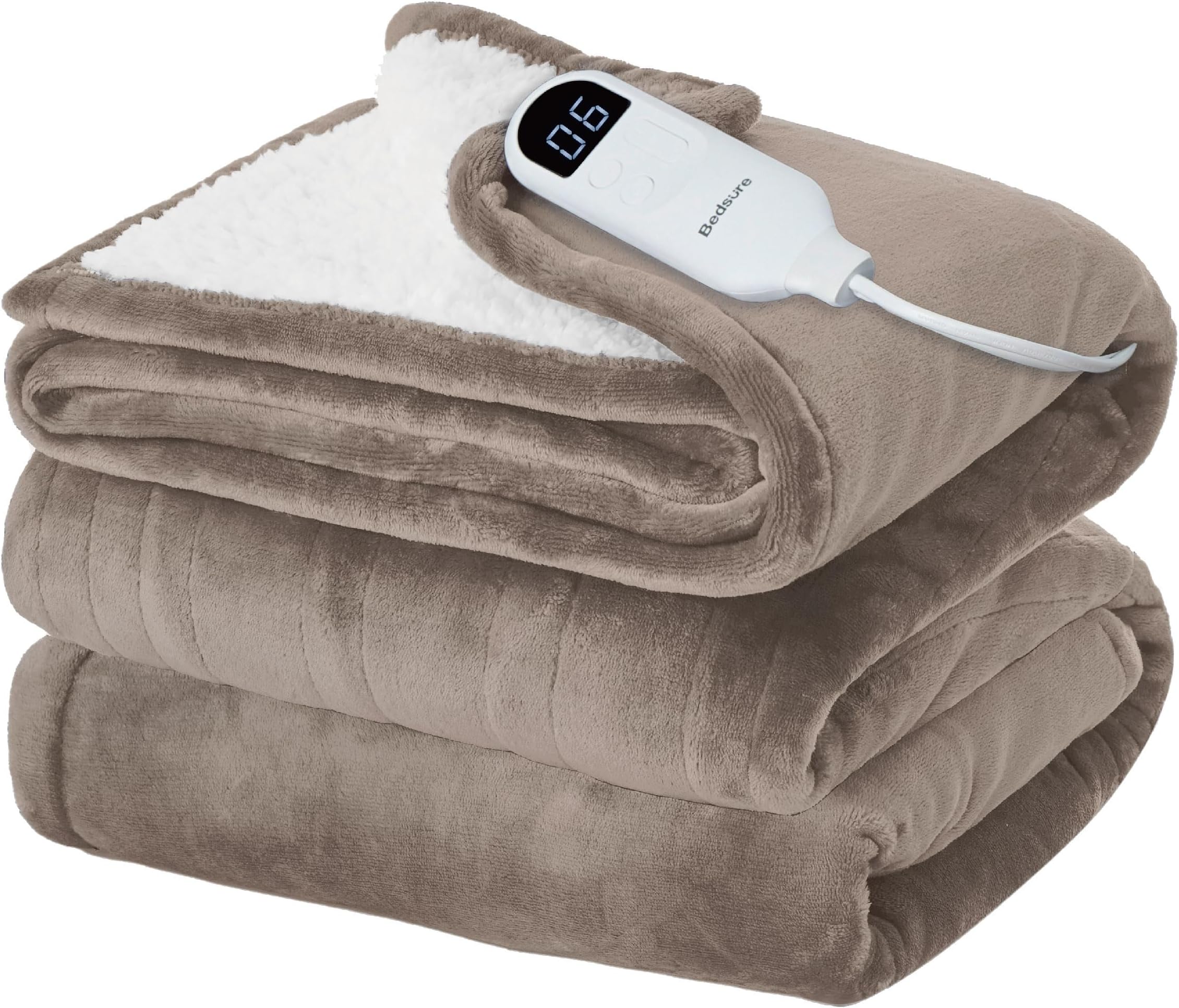 Bedsure - Electric Blanket Full Size, Heated Blanket with 6 Heat Settings, Flannel Heated Blanket with 10 Time Settings, 8 Hours Timer Auto Off (72x84