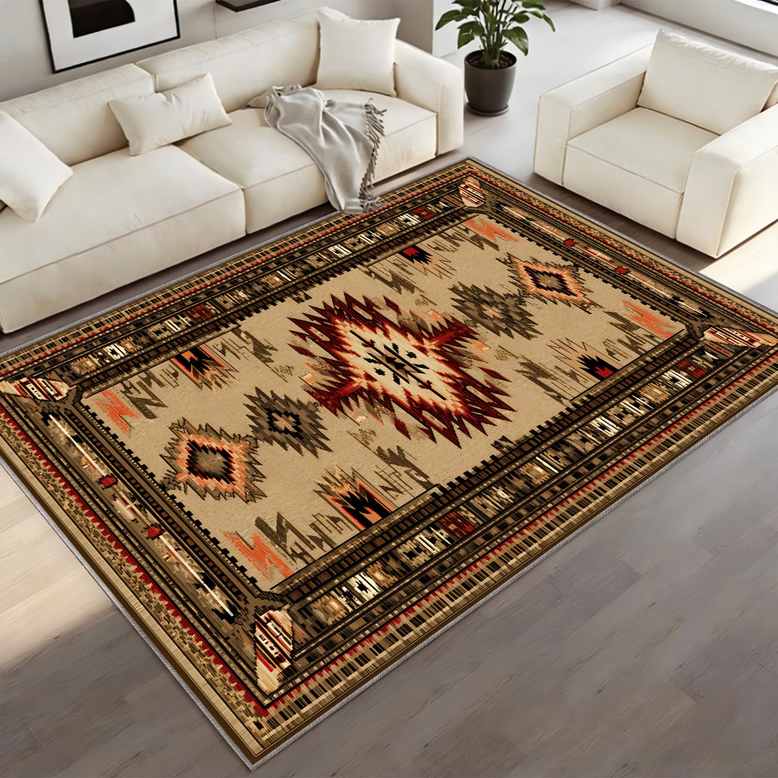 BEQUTIY Tribal Carpet 180 x 270 cm, Southwest Native American Area Rug, Moroccan Home Decor for Fade Resistant Washable Carpet, for Dining Room, Nursery Room Fireplaces