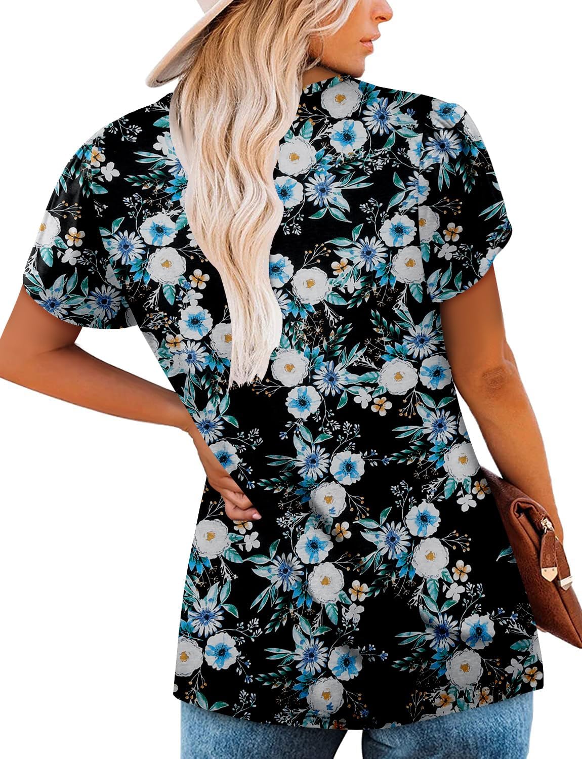 KISSMODA Womens Short Sleeve Shirts Floral Summer Tops Ladies Tunic Tops Loose Fit Tunics - Image 5