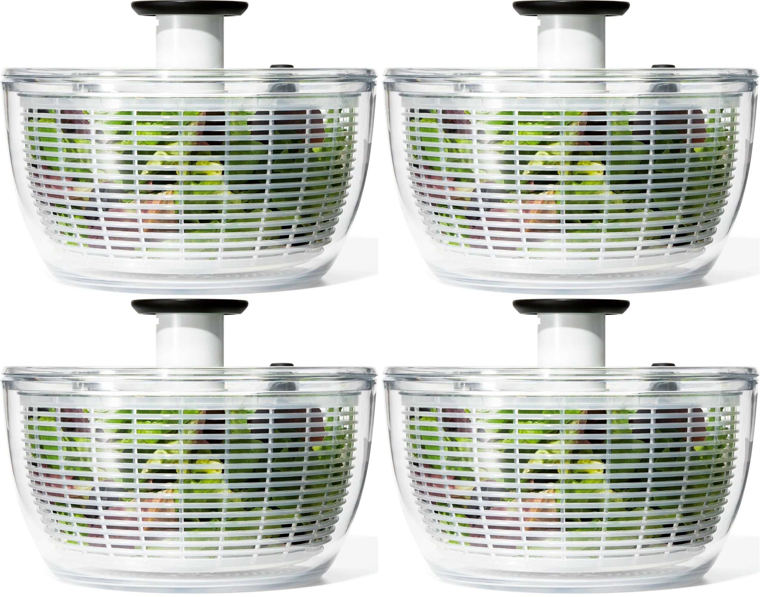 OXO Good Grips Salad Spinner | Lettuce Spinner | Fruit Washer | Fruit Washing Bowl with Strainer | Vegetable Cleaner | Salad Cleaner | Lettuce Washer | 6.22 Quart Capacity (Pack of 4)