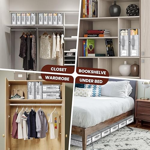 Miniatura 5 de PHINOX Organizadores y almacenamiento de sábanas, paquete de 4 organizadores de almacenamiento de sábanas para armario de lino, organizador de juego