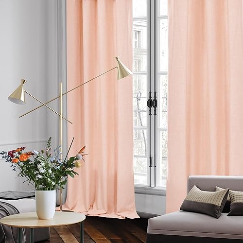 Miniatura 2 de Deconovo Cortinas ligeras de lino para sala de estar de niños de 84 pulgadas de largo, juego de 2 paneles de cortinas de lino con aislamiento