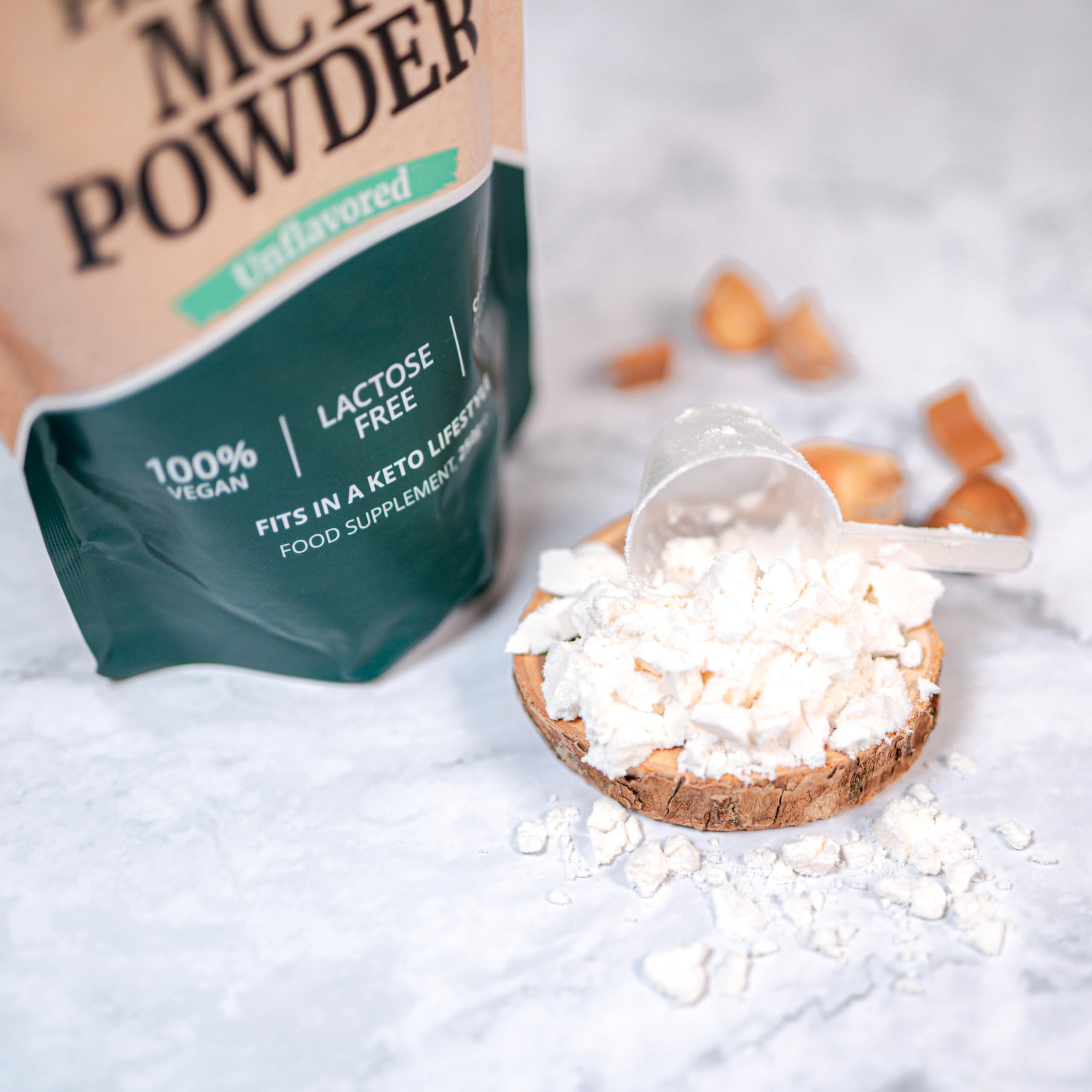 Go-Keto MCT Powder, 250g | Premium Polvere MCT C8/C10, 100% olio di cocco, no olio di palma | perfetto dieta chetogenica | crema di caffè cheto per caffè o frullato cheto | Paleo, vegano