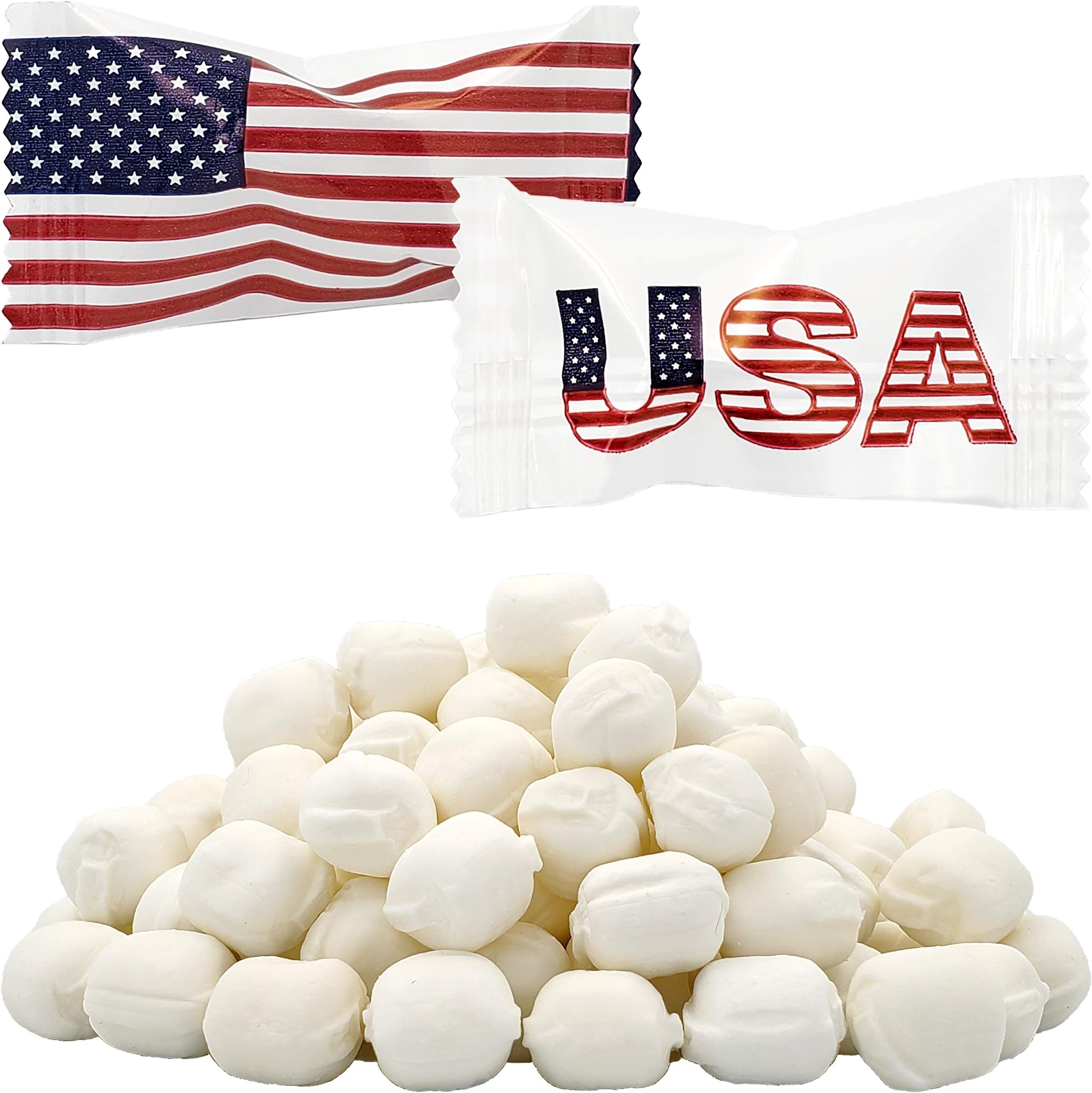 110-Count Patriotic USA Flag Buttermint Candy Individually Wrapped Red White Blue Butter Mints Memorial Day and Fourth of July Independence Day Party Celebration