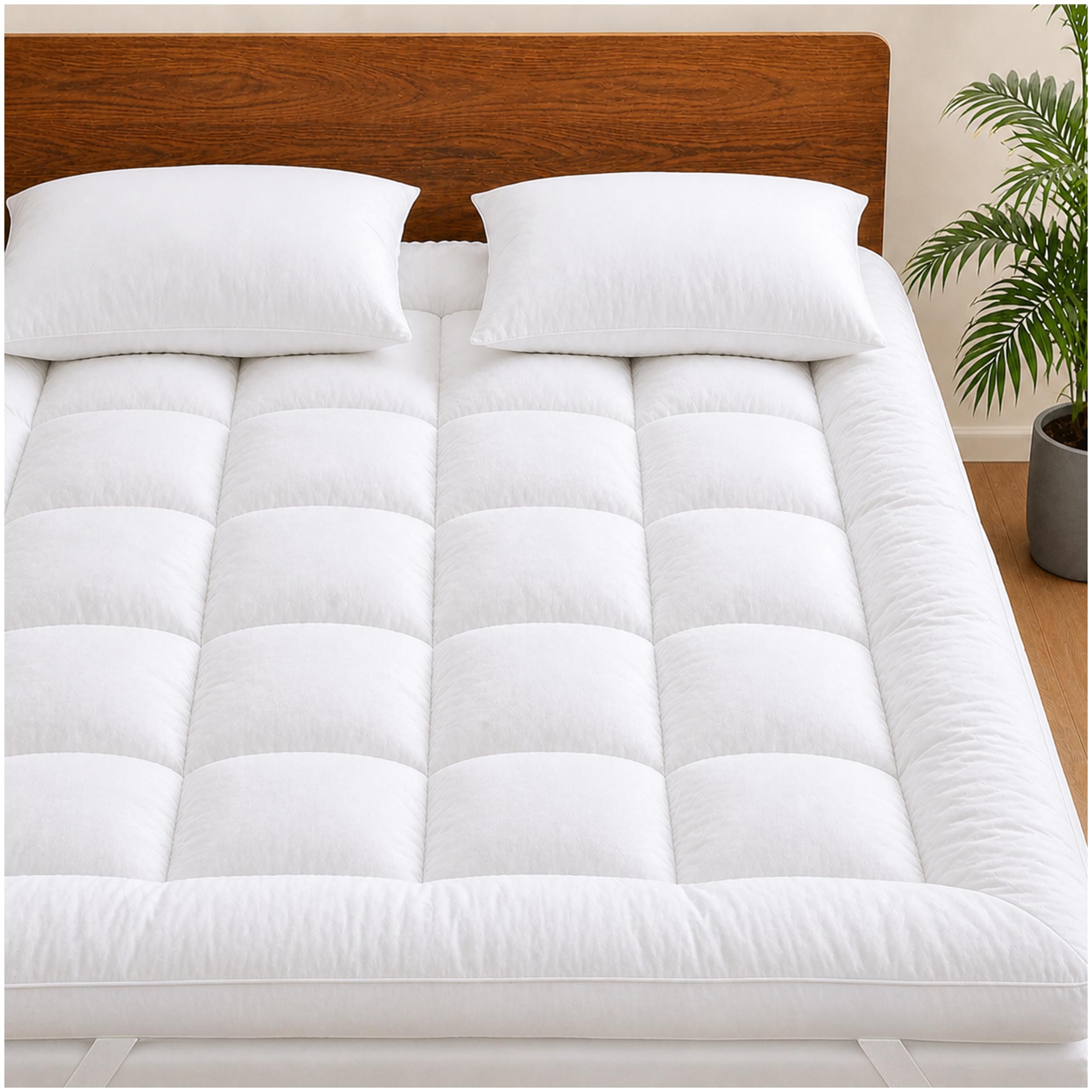 THREAD LINENS 1200 GSM Mattress Topper Small Double Bed 10 CM Extra Thick Soft Breathable Hypoallergenic & Machine Washable with Easy Fit Elasticized Corner Straps