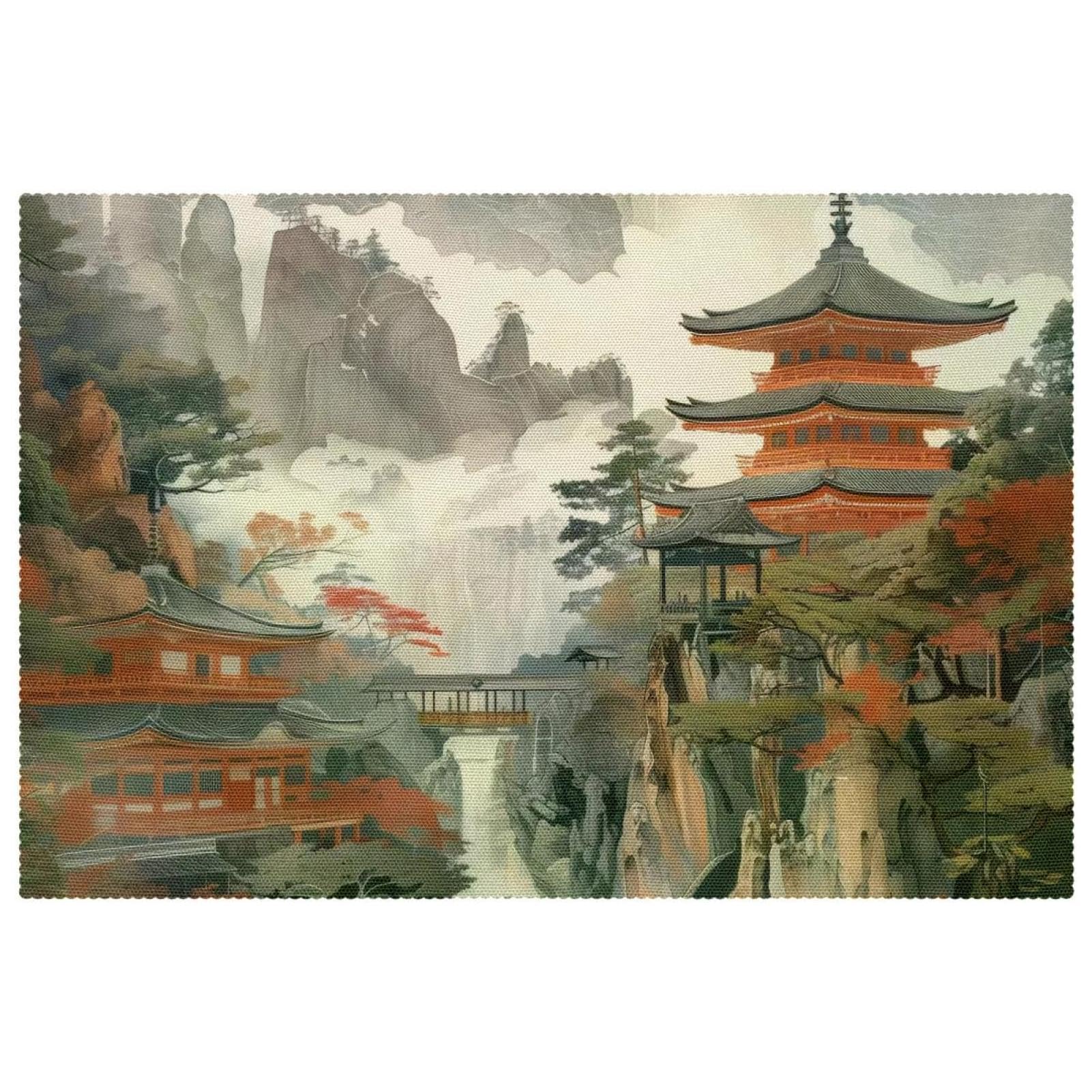 Set de table Temples in the Mountains antidérapant et résistant à la chaleur pour votre salle