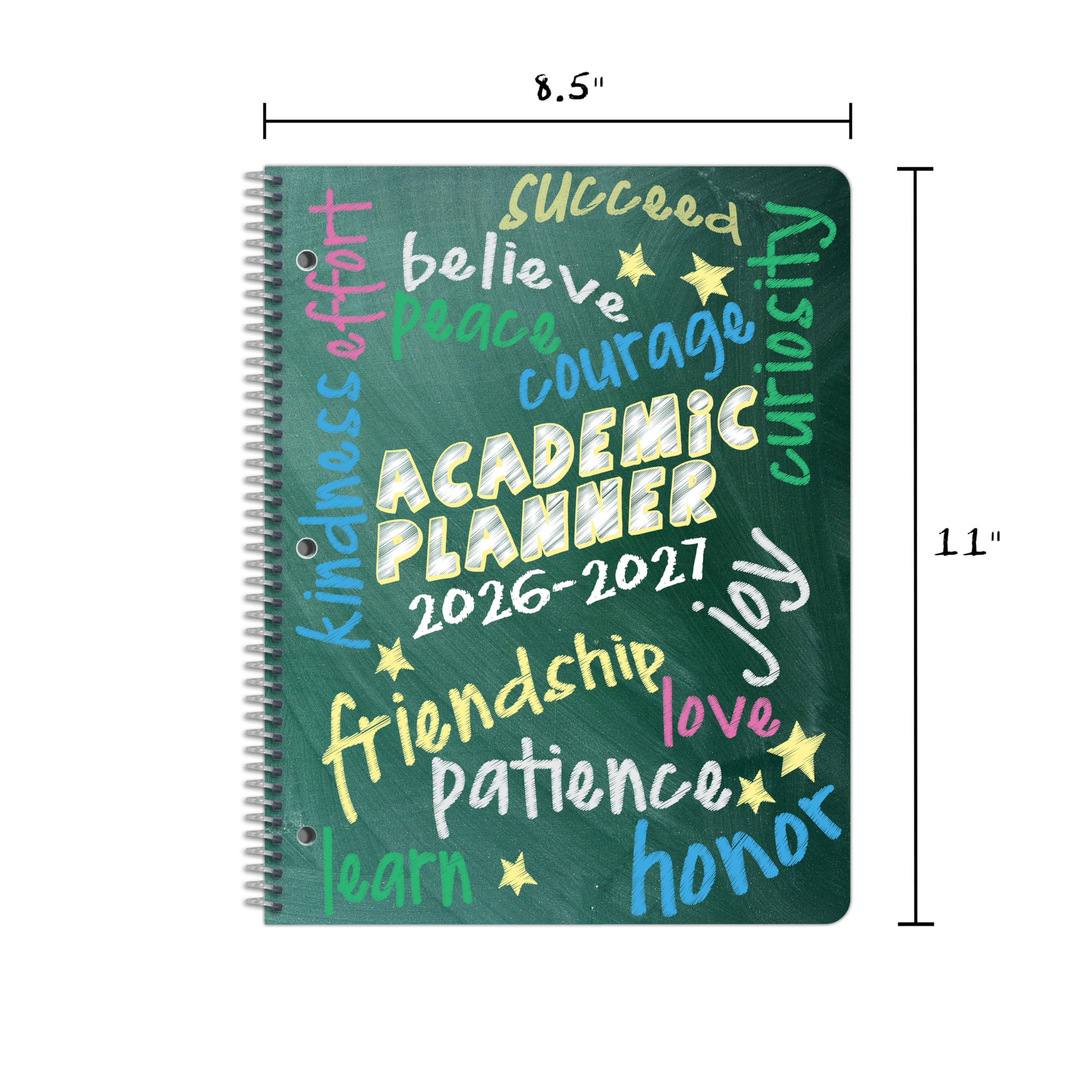 Planificador de estudiantes de primaria 2026-2027, año escolar académico, tamaño grande (8.5 x 11 pulgadas), libro de datos estilo matriz con cubierta clásica de matriz primaria