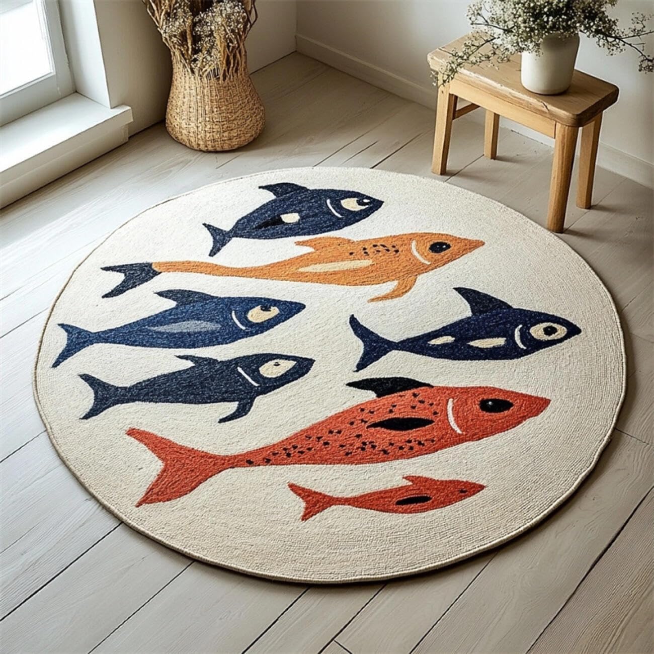Kitquiver Handarbeit Set Rug Cartoon-Meeresfische 100x100cm | Tier Diy-Häkelsets，Handarbeit Für Heimdekoration，Knüpfsets Für Anfänger，Erwachsene