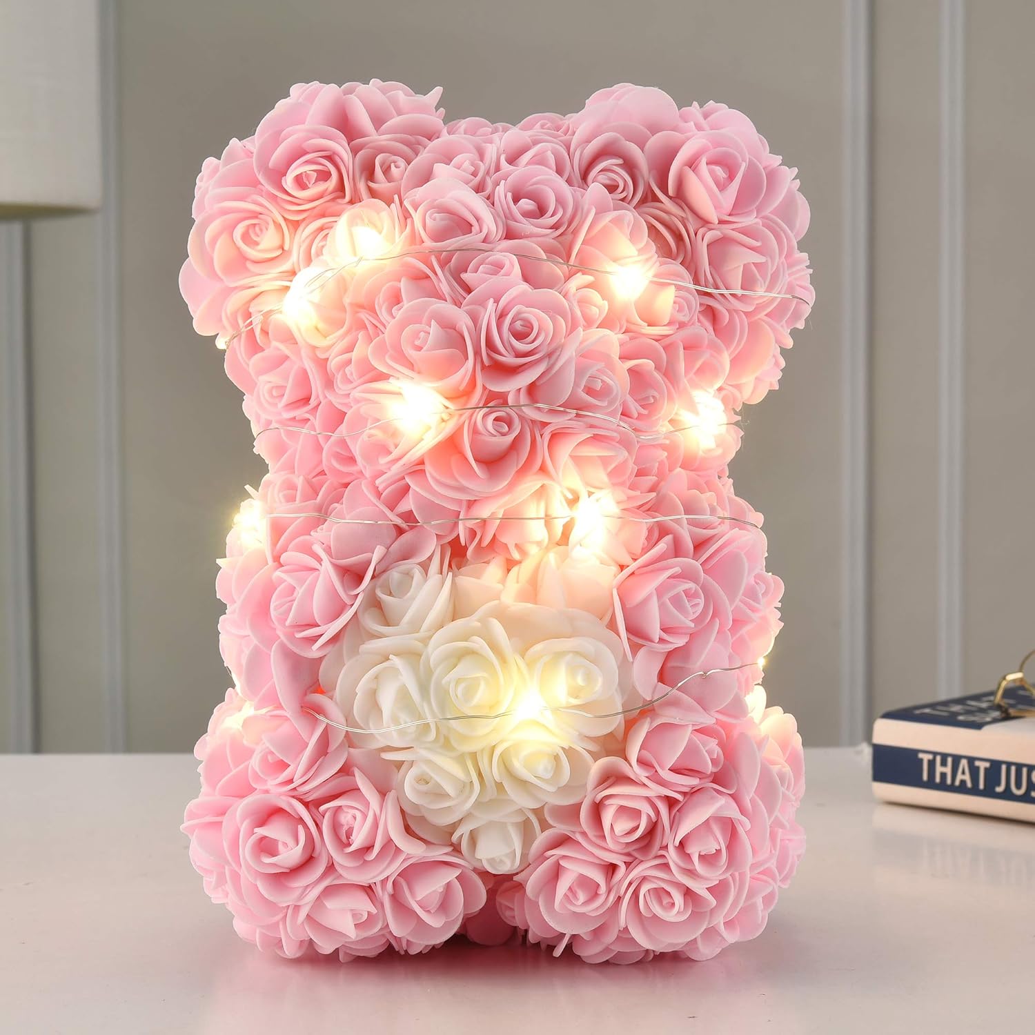 Rose Flower Bear-Hand Made Rose Teddy Bear,Best Artificial Decoration Gifts for mom, Girls,Unique Birthday Gifts,The Perfect Party Clear Gift Box (Purple) - Image 6