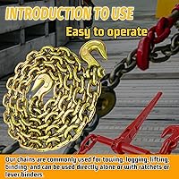 Vista 6 de Cadena de Sujeción de 10 Pies con Grado 80, Cadena de Elevación con Ganchos de Resorte Clevis de 1/2 Pulgada, Límite de Carga de Trabajo de 11300