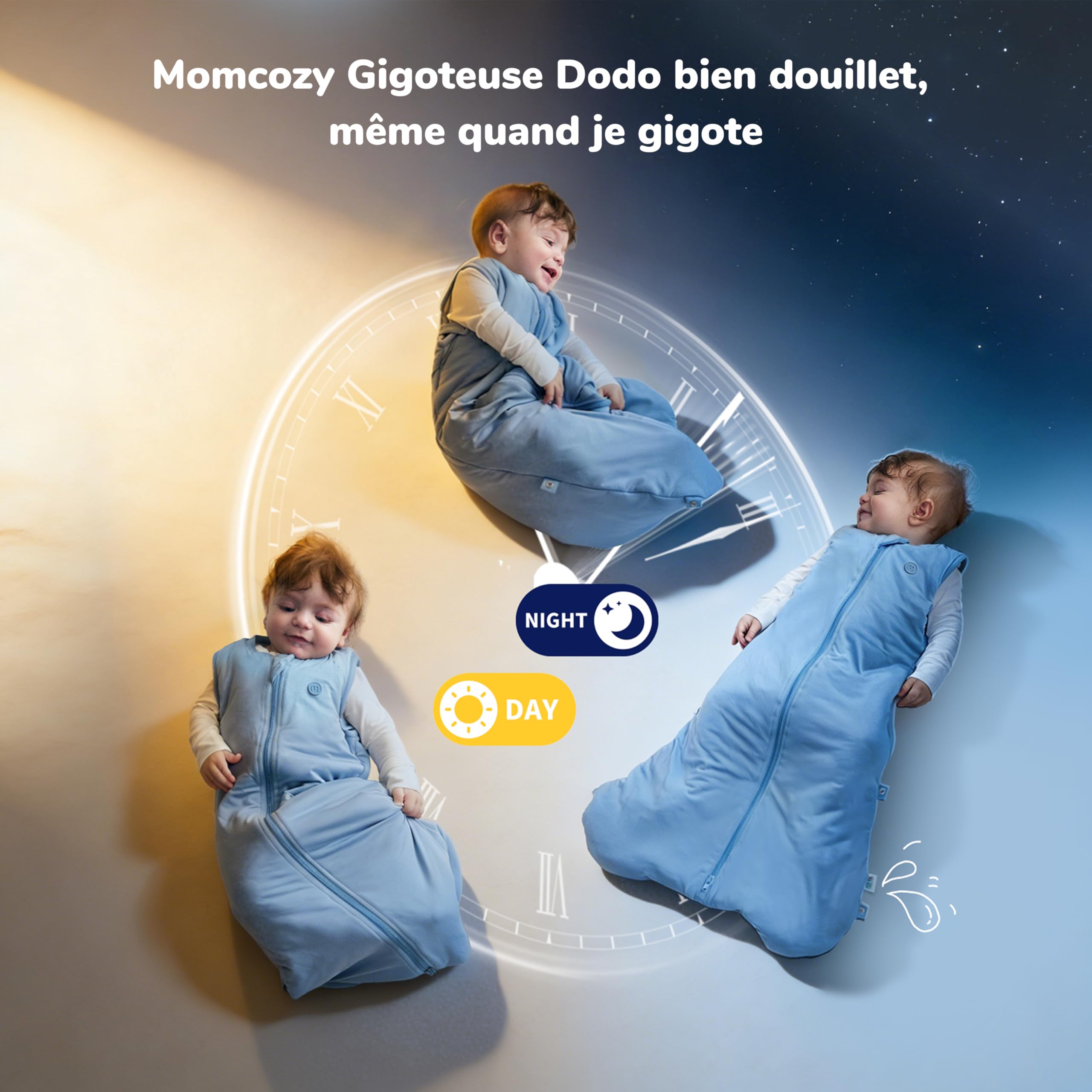 momcozy Gigoteuse Bébé 1,5 TOG - Bambou Doux comme un Nuage avec 1,5 TOG, Couverture Portable avec Rembourrage en Peluche Soutenant, Fermeture Éclair à Double Sens pour un Changement de Couche Facile