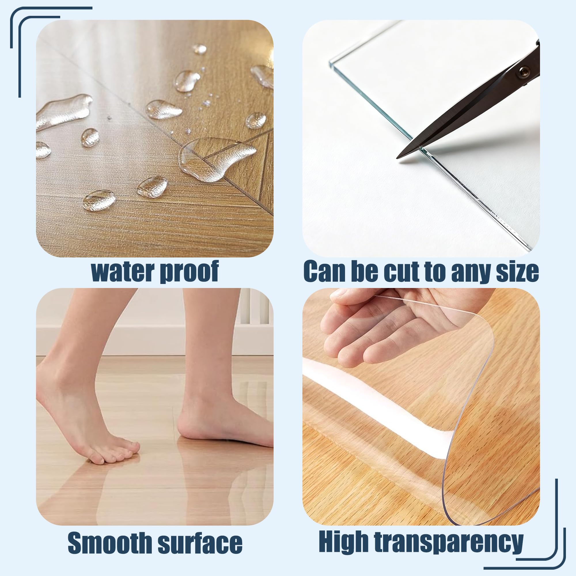 Alfombrilla protectora de suelo antideslizante, 110 x 140 cm, fácil de limpiar, multiusos, para madera dura, oficina y hogar, alfombrilla transparente para suelos de madera