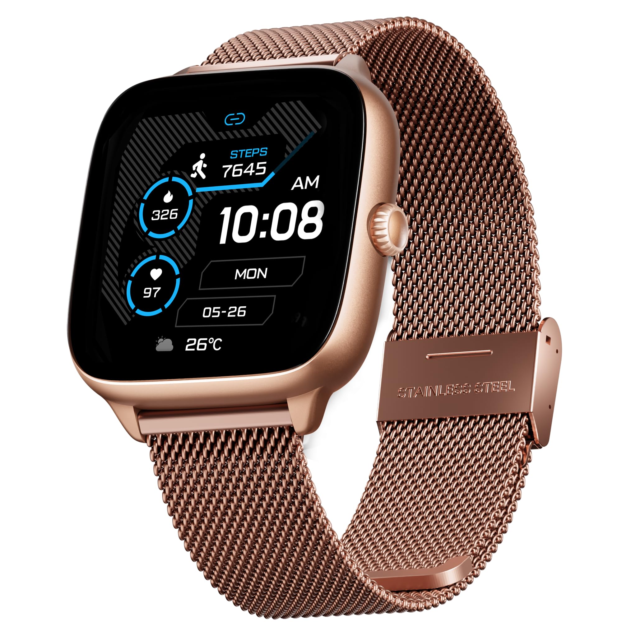 Boat Storm Verge, 1.72" (4.4 cm) Unisex Design, AuraVue Display with 20% Higher Brightness, Premium Metal Body, 80+ Sports Mode, Bluetooth Calling, Smart Watch for Men & Women (Rose Gold)-picture-20