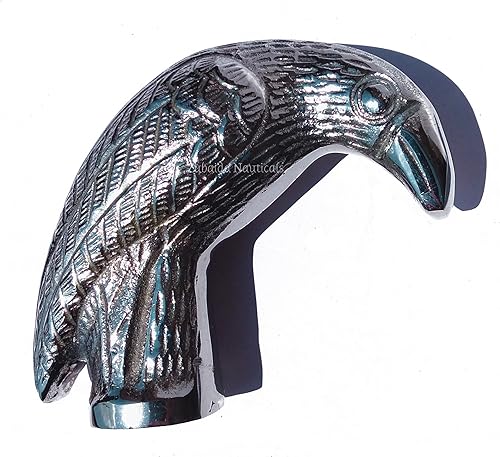 Miniatura 10 de Antique Embossed Solid Brass Raven Crow Head Handle for Walking Stick Canes Shaft