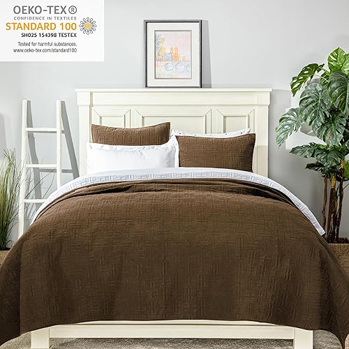 Miniatura 2 de ELEGANT LIFE HOME Juego de edredón de pana de terciopelo de lujo con costuras geométricas a juego, tamaño KingCalifornia King (106 x 92 pulgadas1+20