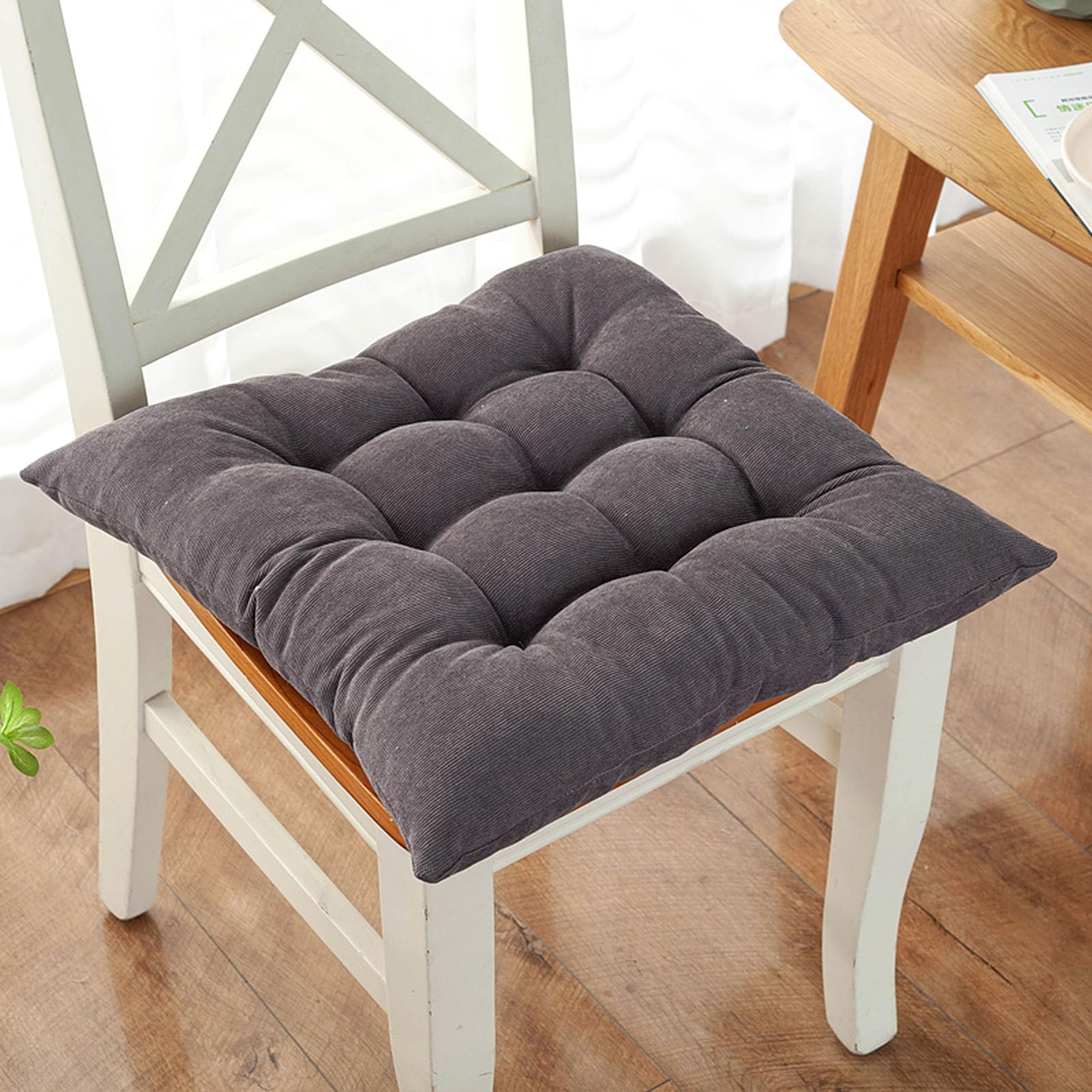 WJXBoos Set of 2 Chair Pads,Rectangle Seat Pads,Super Soft Stool cushions Square Seat Cushions with Ties for Small stools School Office (Grey,50 * 50 * 5cm)