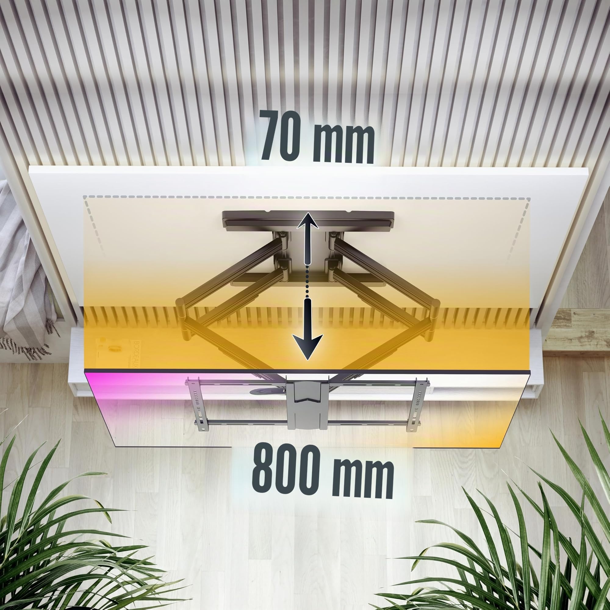 RICOO Soporte TV Pared Giratorio Inclinable Televisión 65-110" (165-279cm) S7564-B Brazo articulado Televisor LED LCD Curvo VESA 300x200-600x400