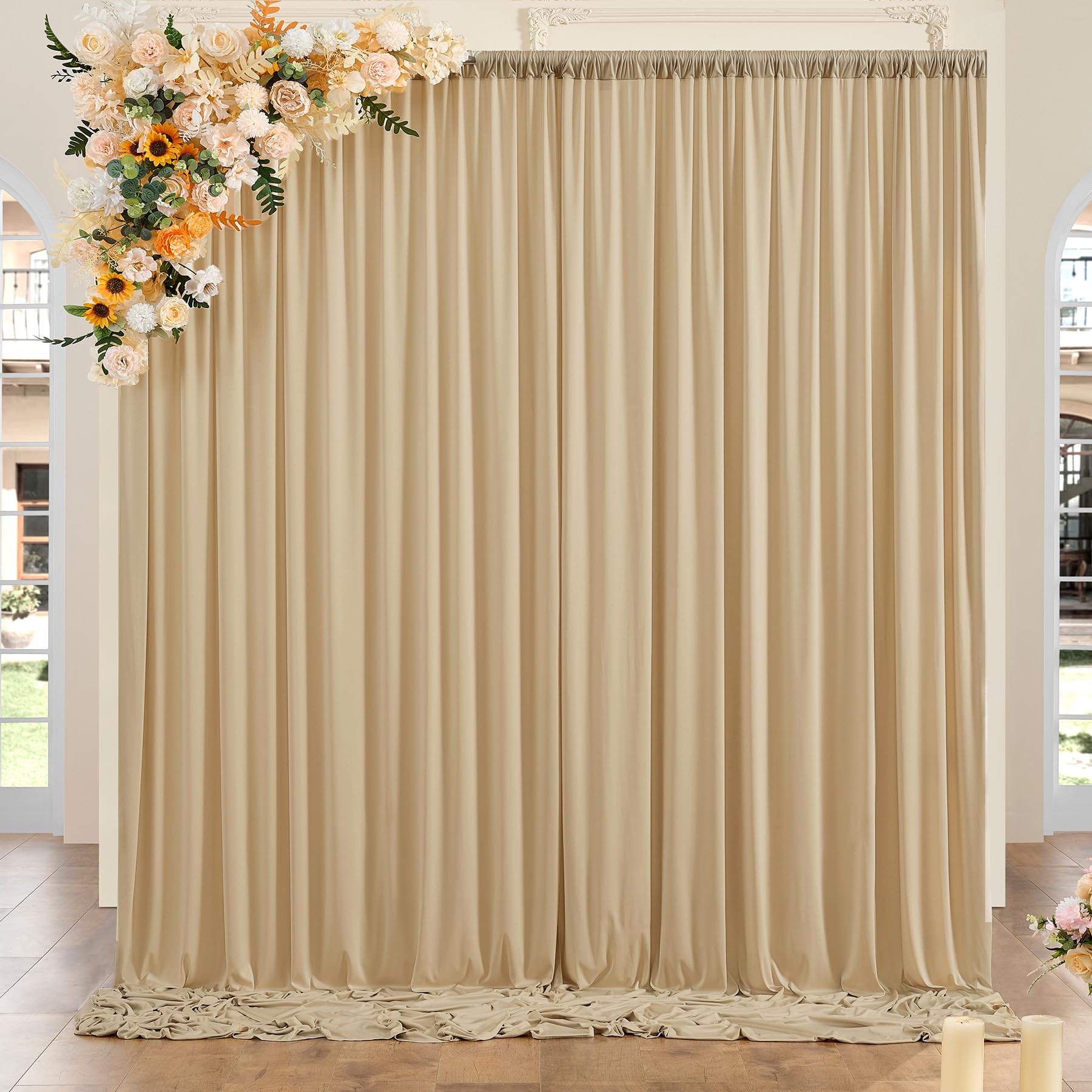 10ft x 10ft Wrinkle Free Black Backdrop Curtains for Parties, 2 Panels 5ftx10ft Polyester Photo Backdrop Drapes for Wedding Birthday Graduation Photography Background — view 60
