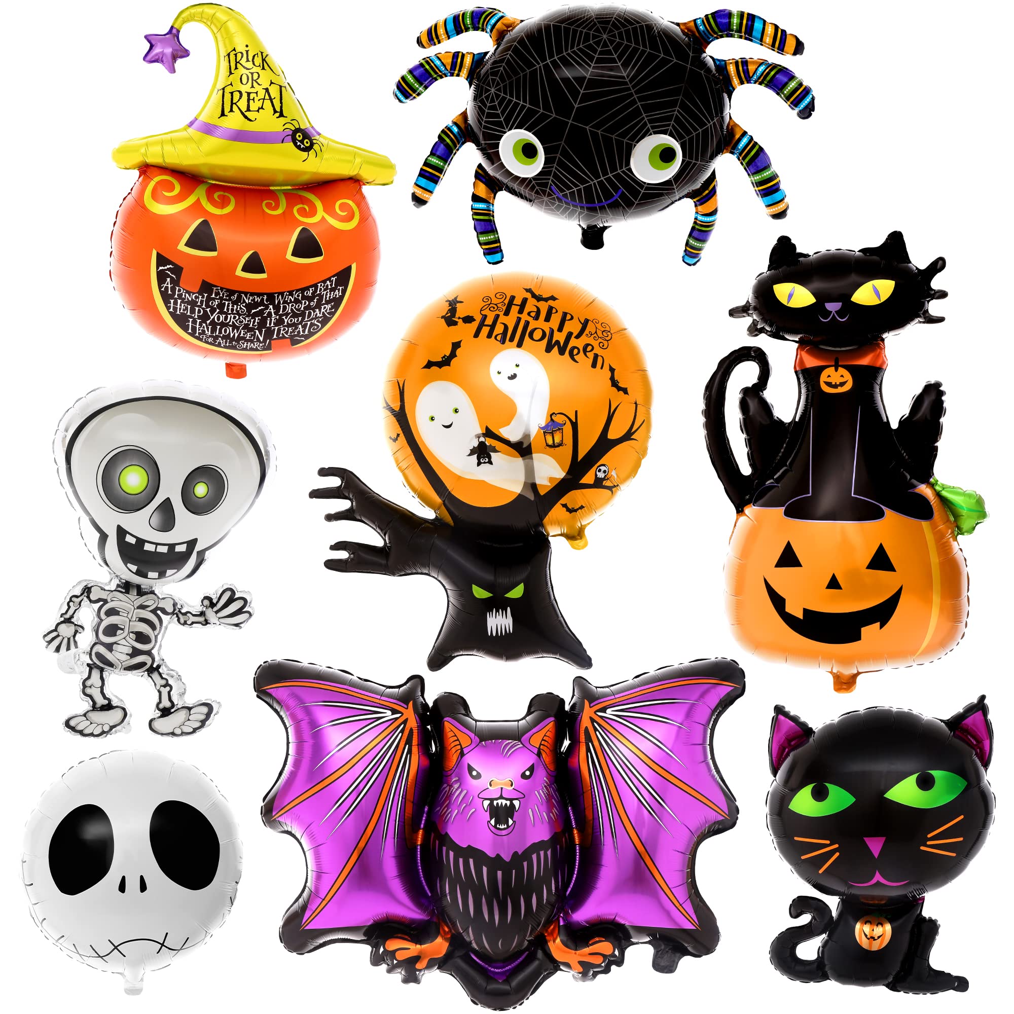 KatchOn , Happy Halloween Balloons Set - Large, Pack of 8 | Pumpkin Balloons for Halloween Birthday Party Decorations | Halloween Balloon Garland for Halloween Party Supplies, Halloween Foil Balloons