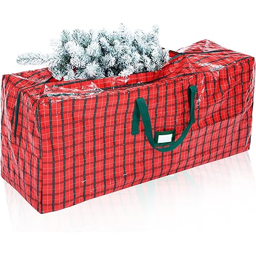 Christmas Tree Storage Bag, Sturdy Christmas Tree Storage Bag 7.5 ft, Artificial Christmas Tree Storage Bag with Reinforced Handles & Zipper, Heavy Duty Christmas Tree Bag with Label Slot