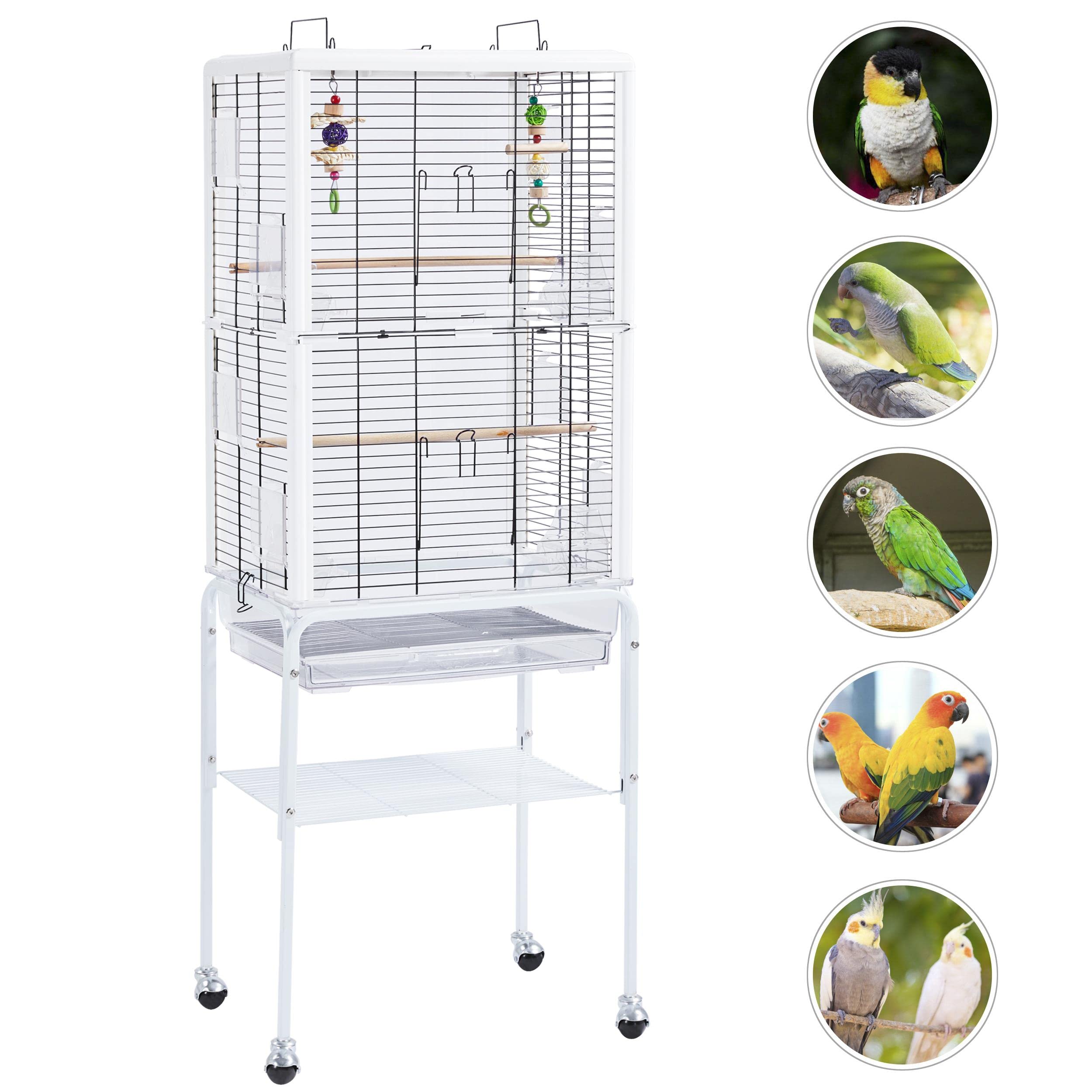 Yaheetech Bird Cage Transparent Budgies Cage Parrot Cage with Open Top