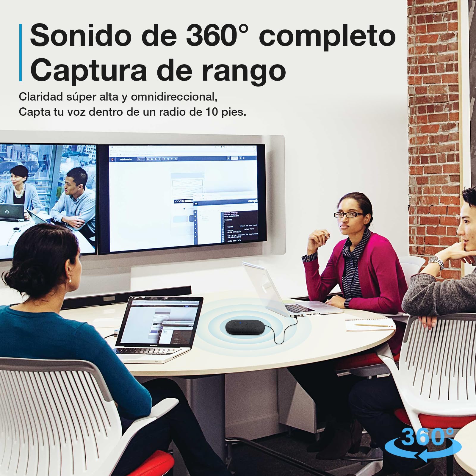 Altavoz de Conferencia con Micrófono para Llamadas de Oficina en casa, Microfono Omnidireccional USB de 360° para PC/Laptop/Computadora/Escritorio/Videoconferencia/Zoom/Skype/Teams