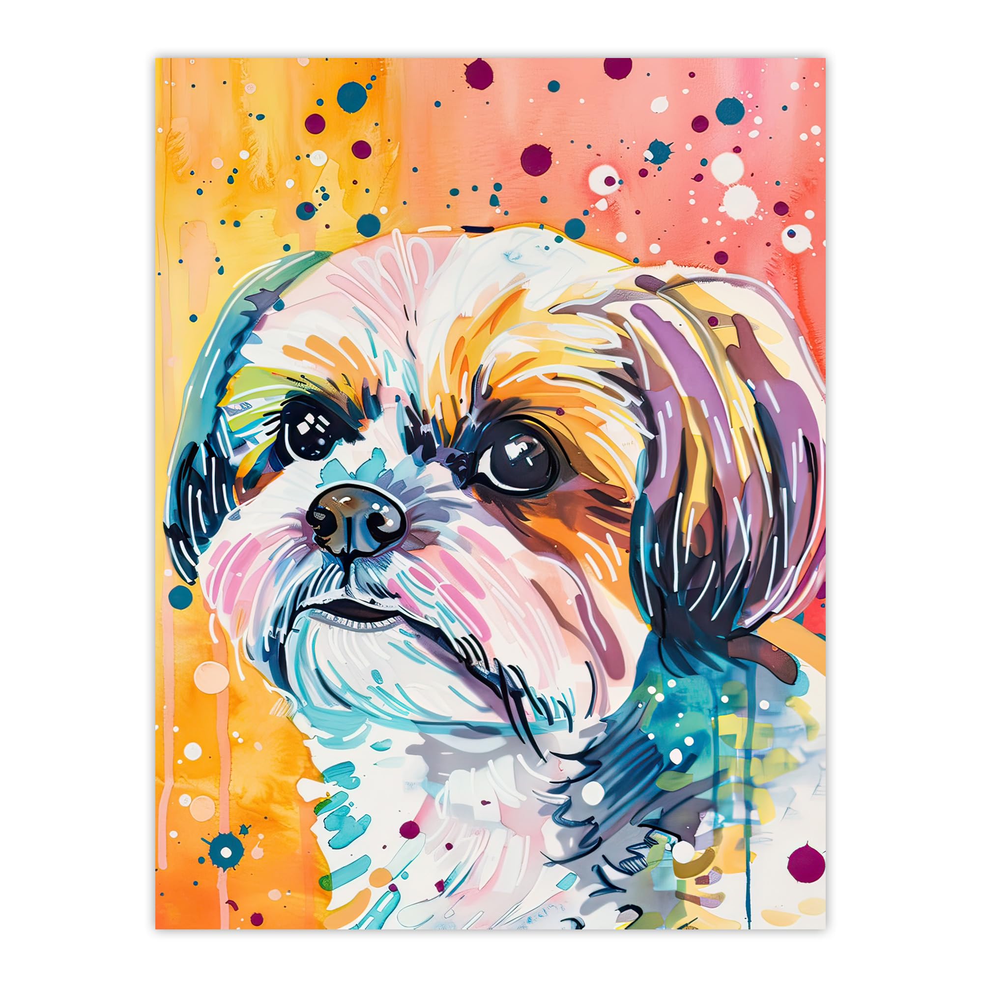 Artery8 Shih Tzu Watercolour Wall Art Print W18" x H24"
