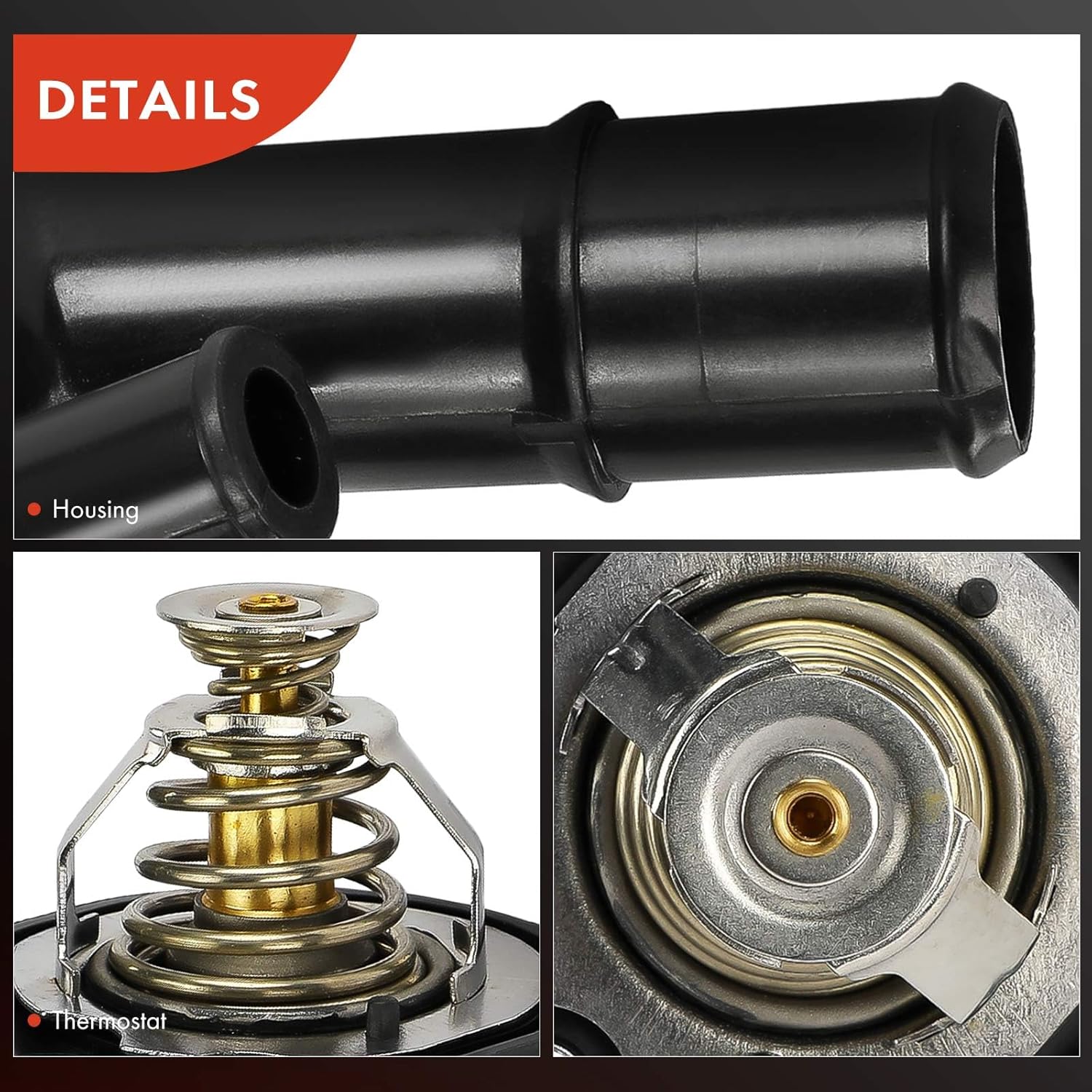 A-Premium Coolant Thermostat Housing Assembly Compatible with Ford, Lincoln & Mazda Vehicles 2004-2018- Explorer, Escape, Focus, Fusion, Taurus, MKT, MKZ, 3, 5, 3 Sport, MX-5 Miata, L4 2.0L 2.3L