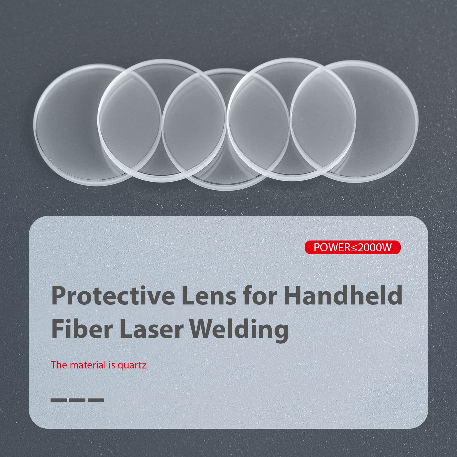 US Stock ZAC 5PCS Fiber Laser Welder Protective Lens Dia 18mm Thickness 2mm Quartz Laser Protective Lens for 1080nm Handheld Fiber Laser Welding Machine