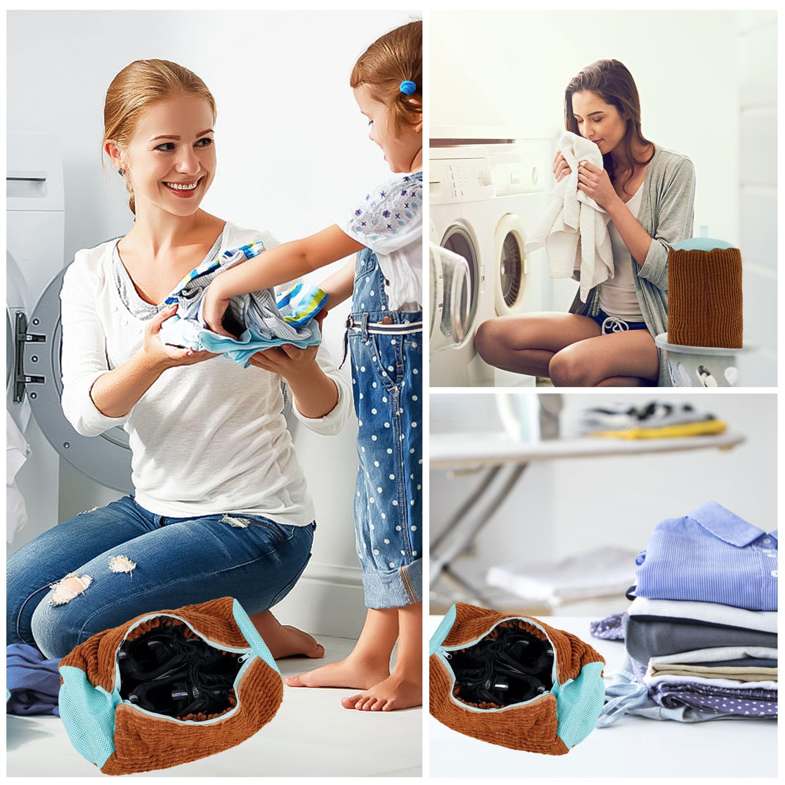 2 Sacchetti Per Lavare Scarpe In Lavatrice Con Cerniera – Retina Protettiva Con Spazzole